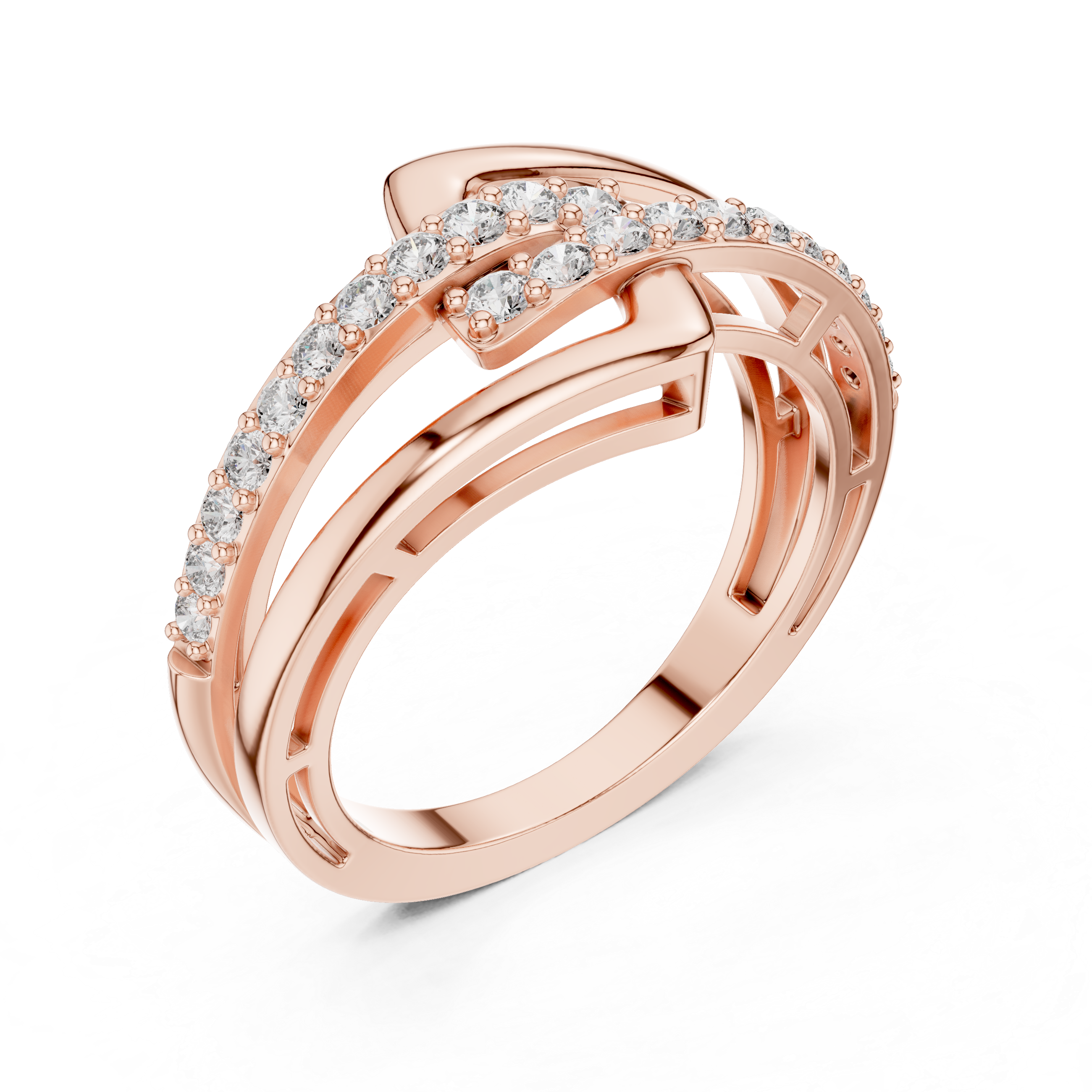 Round Cut Diamond Interlaced Twist Band Ring