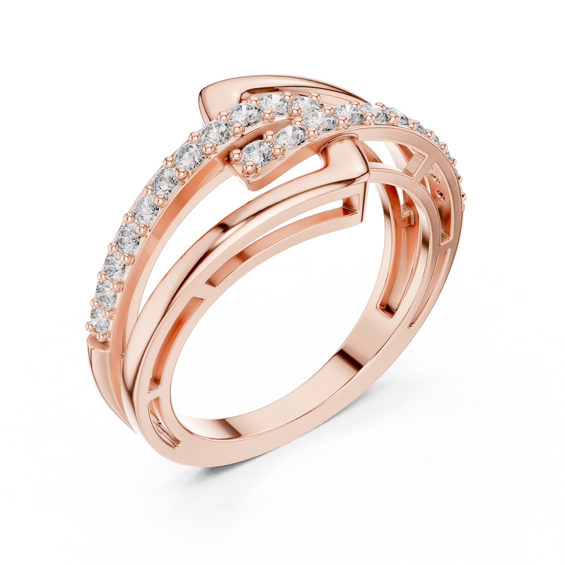 Round Cut Diamond Interlaced Twist Band Ring