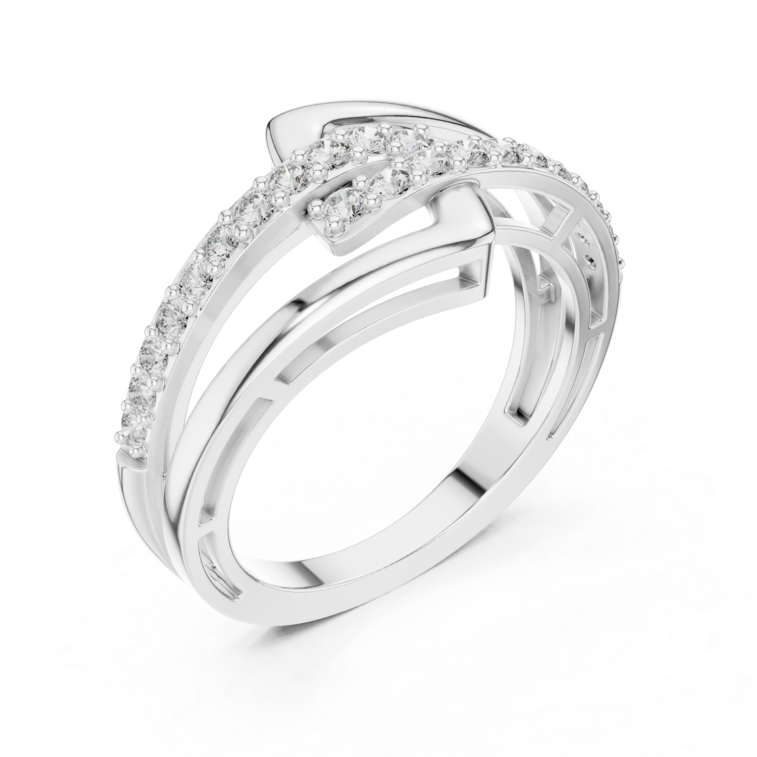 Round Cut Diamond Interlaced Twist Band Ring