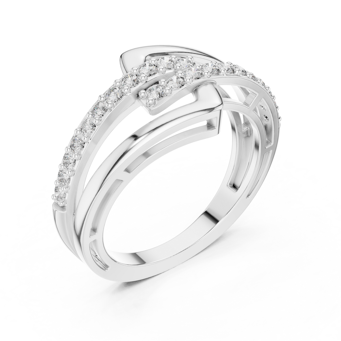 Round Cut Diamond Interlaced Twist Band Ring
