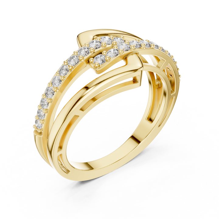 Round Cut Diamond Interlaced Twist Band Ring