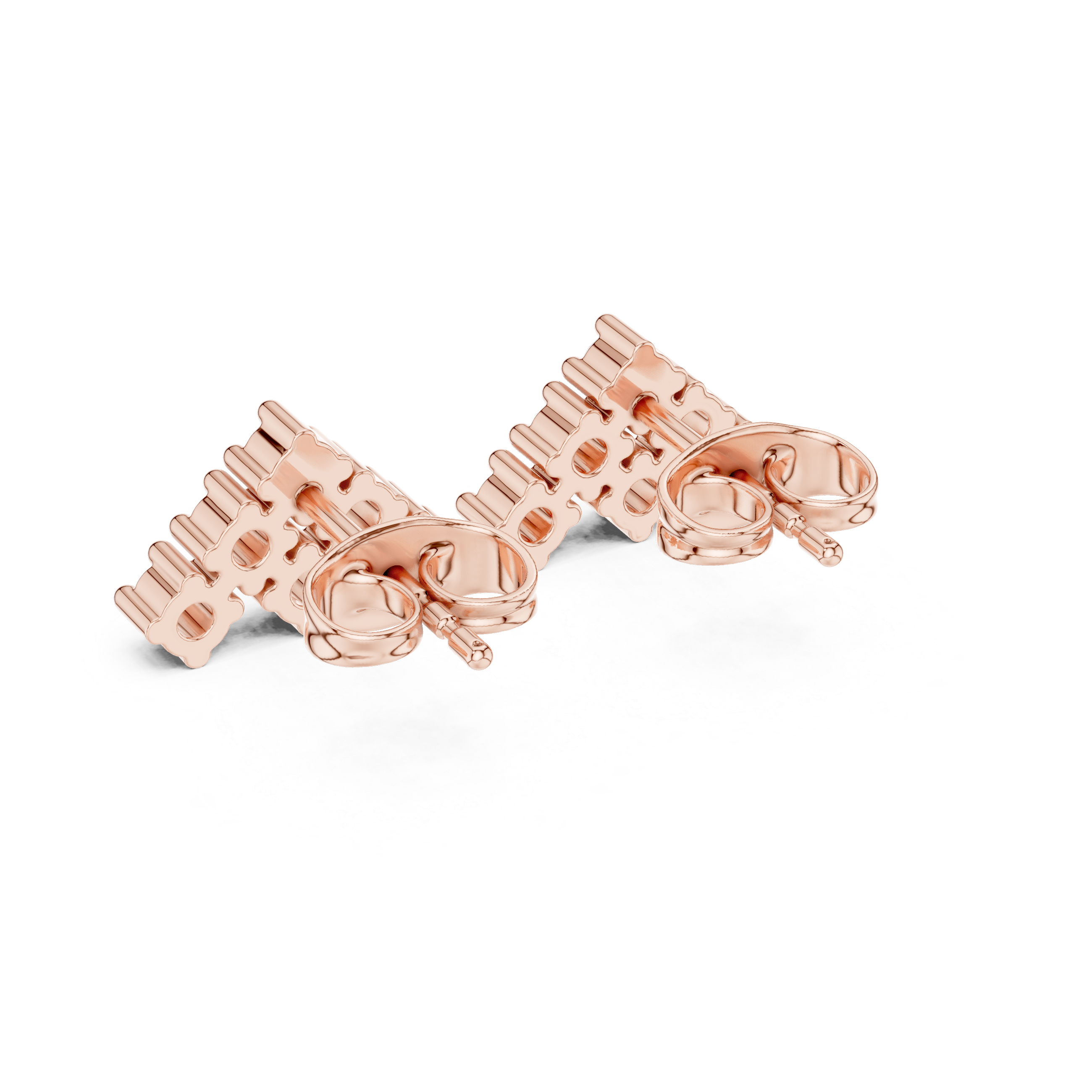 Round Cut Diamond Tiered Cluster Stud Earrings with Structured Prong Mosaic Design