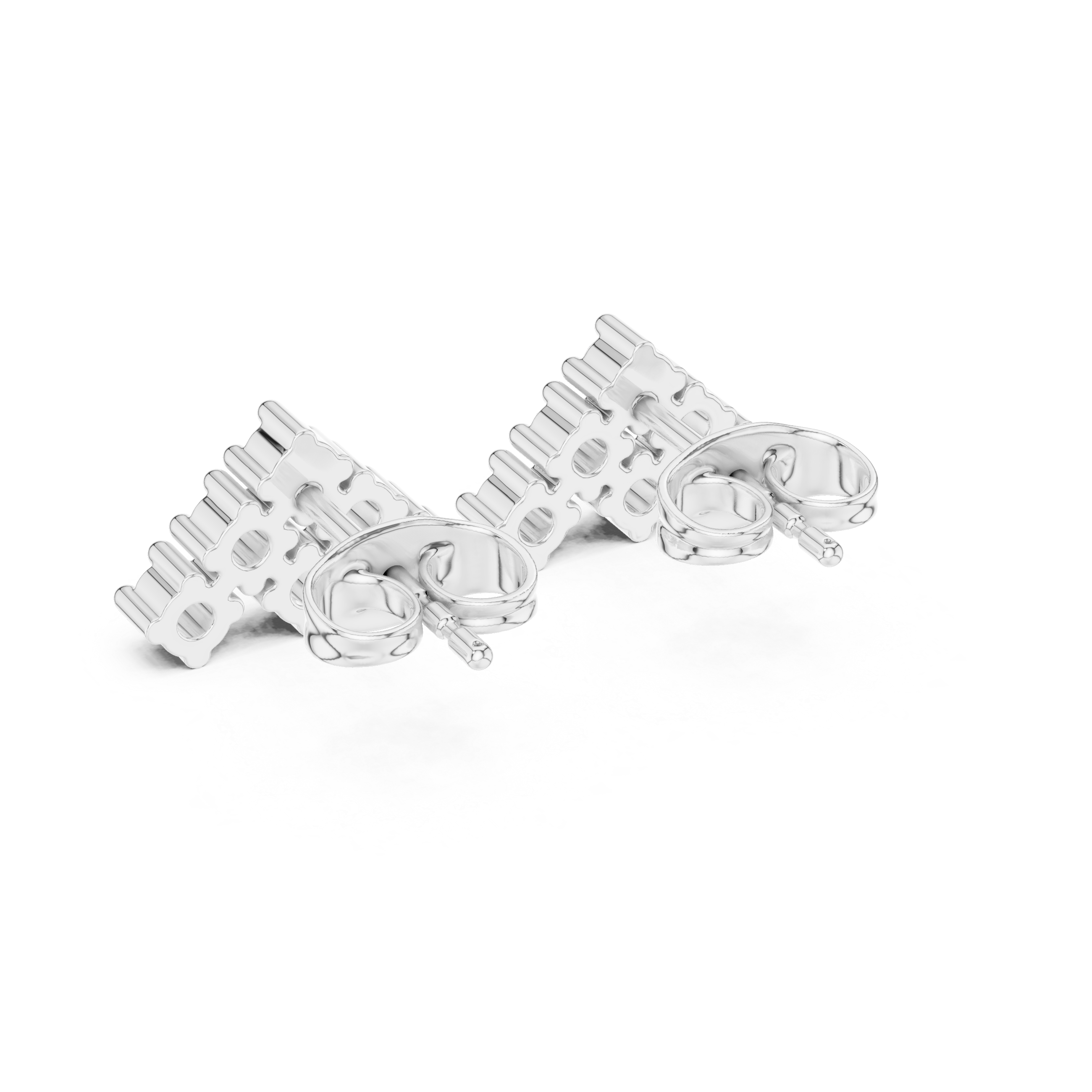 Round Cut Diamond Tiered Cluster Stud Earrings with Structured Prong Mosaic Design