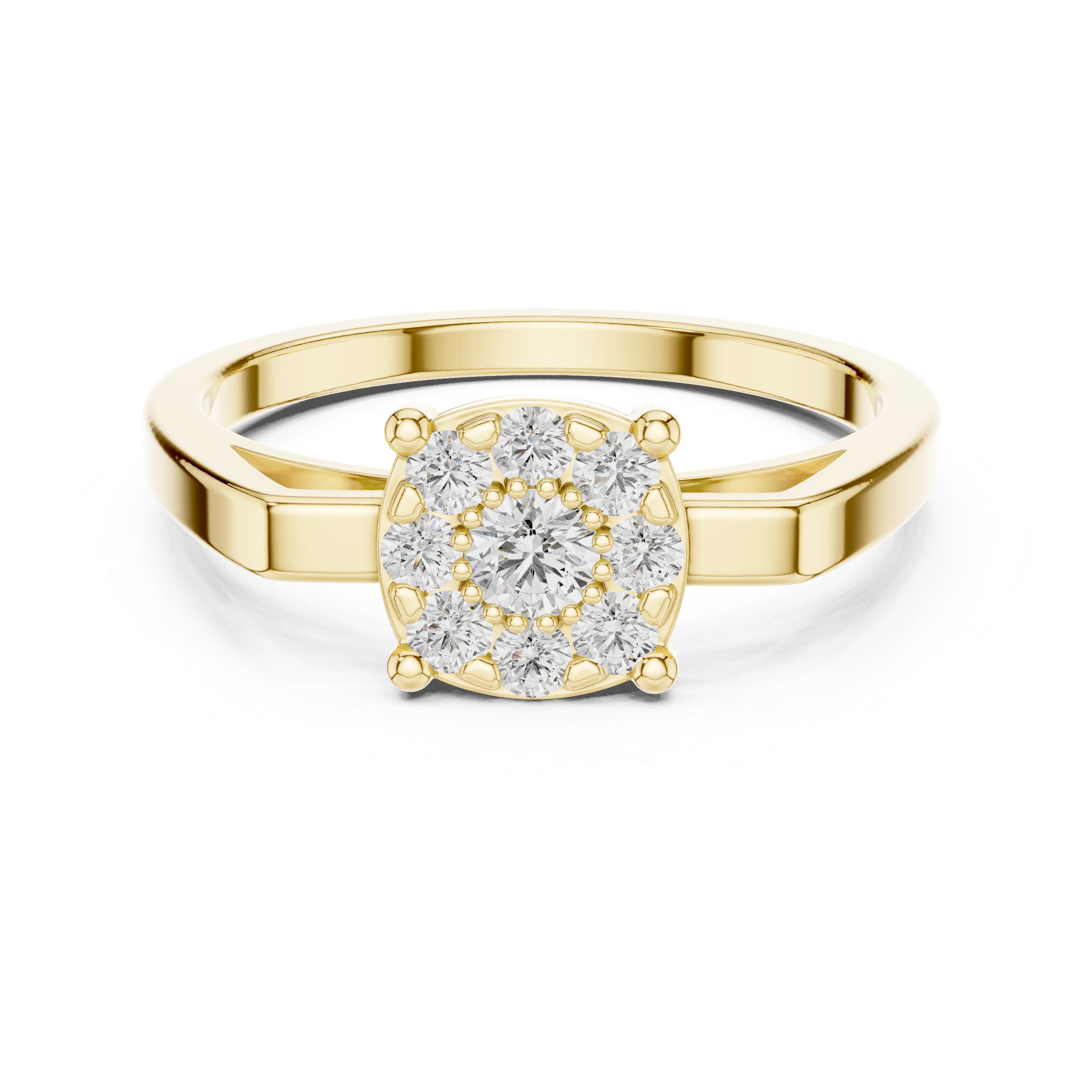 Diamond flower stud earrings with bright sparkle.