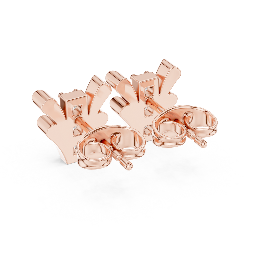 Radiant Round Diamond Floral Fan Cluster Stud Earrings