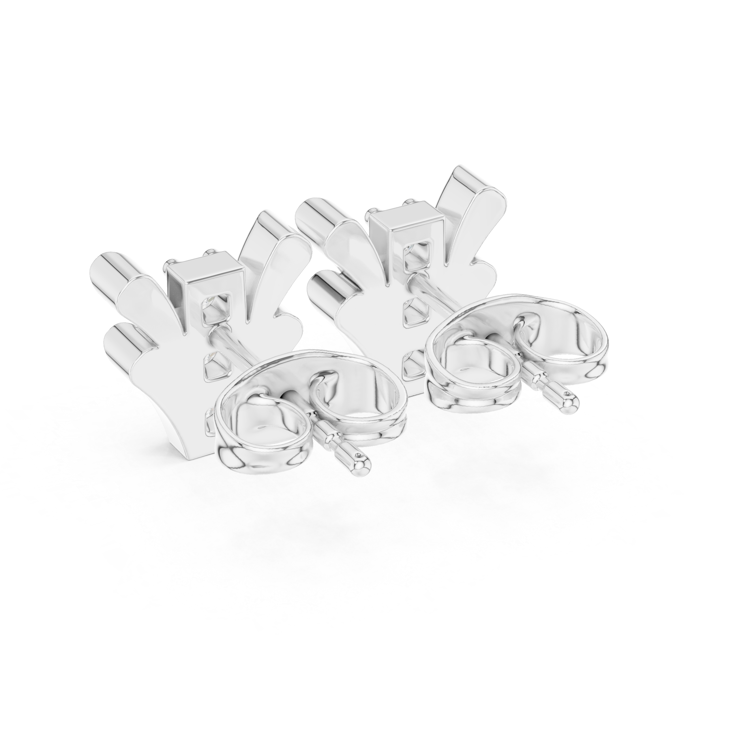 Radiant Round Diamond Floral Fan Cluster Stud Earrings