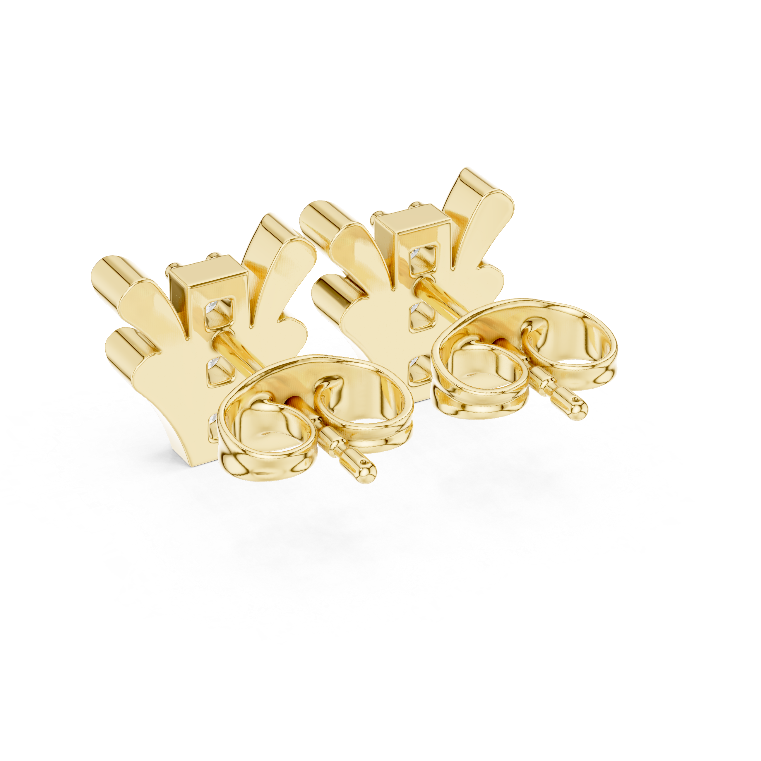 Radiant Round Diamond Floral Fan Cluster Stud Earrings