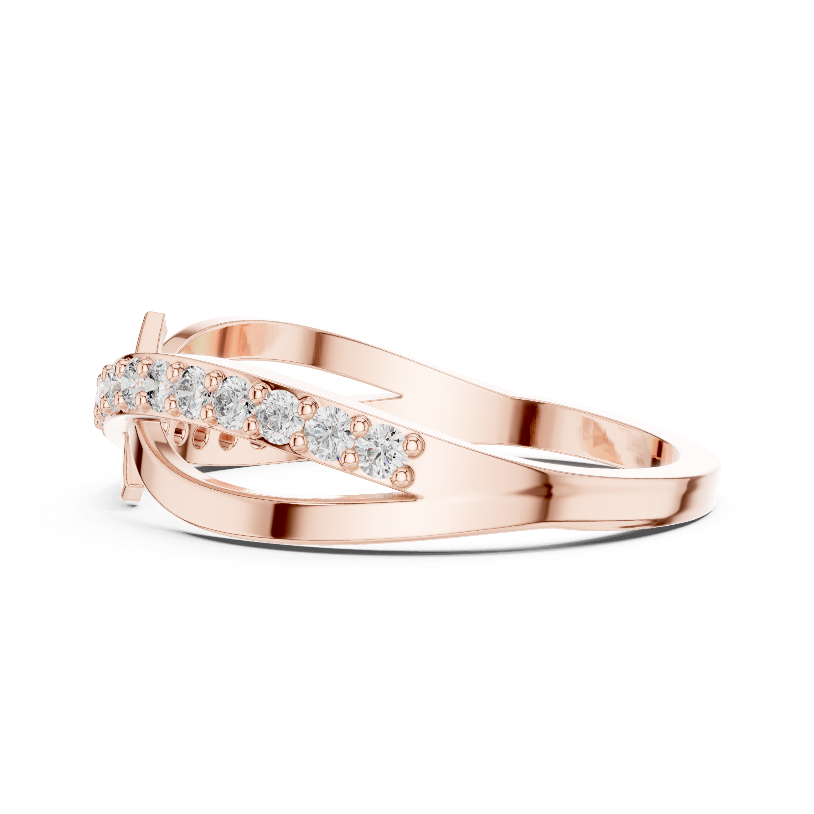 Round Cut Diamond Infinity Twist Band Ring