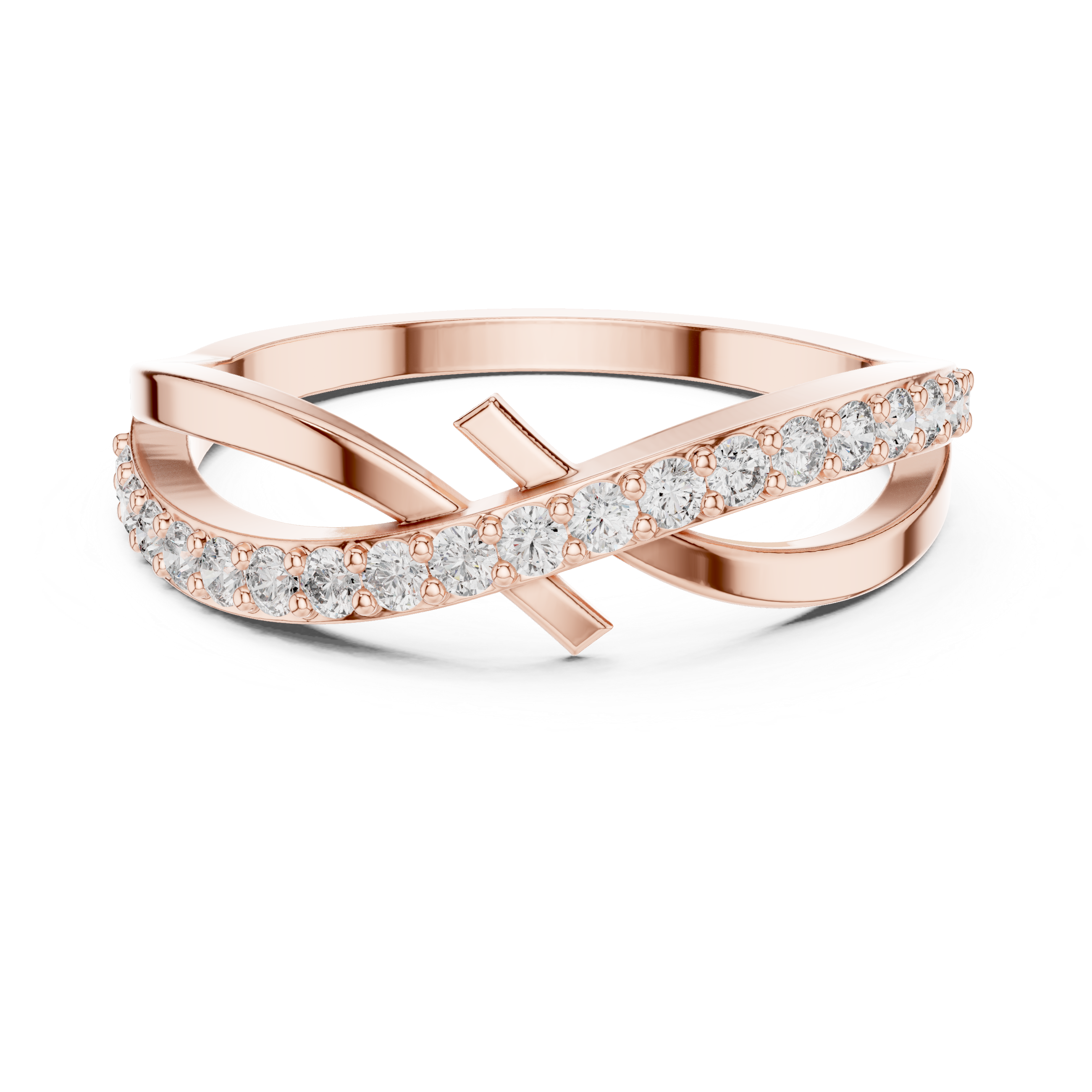 Round Cut Diamond Infinity Twist Band Ring