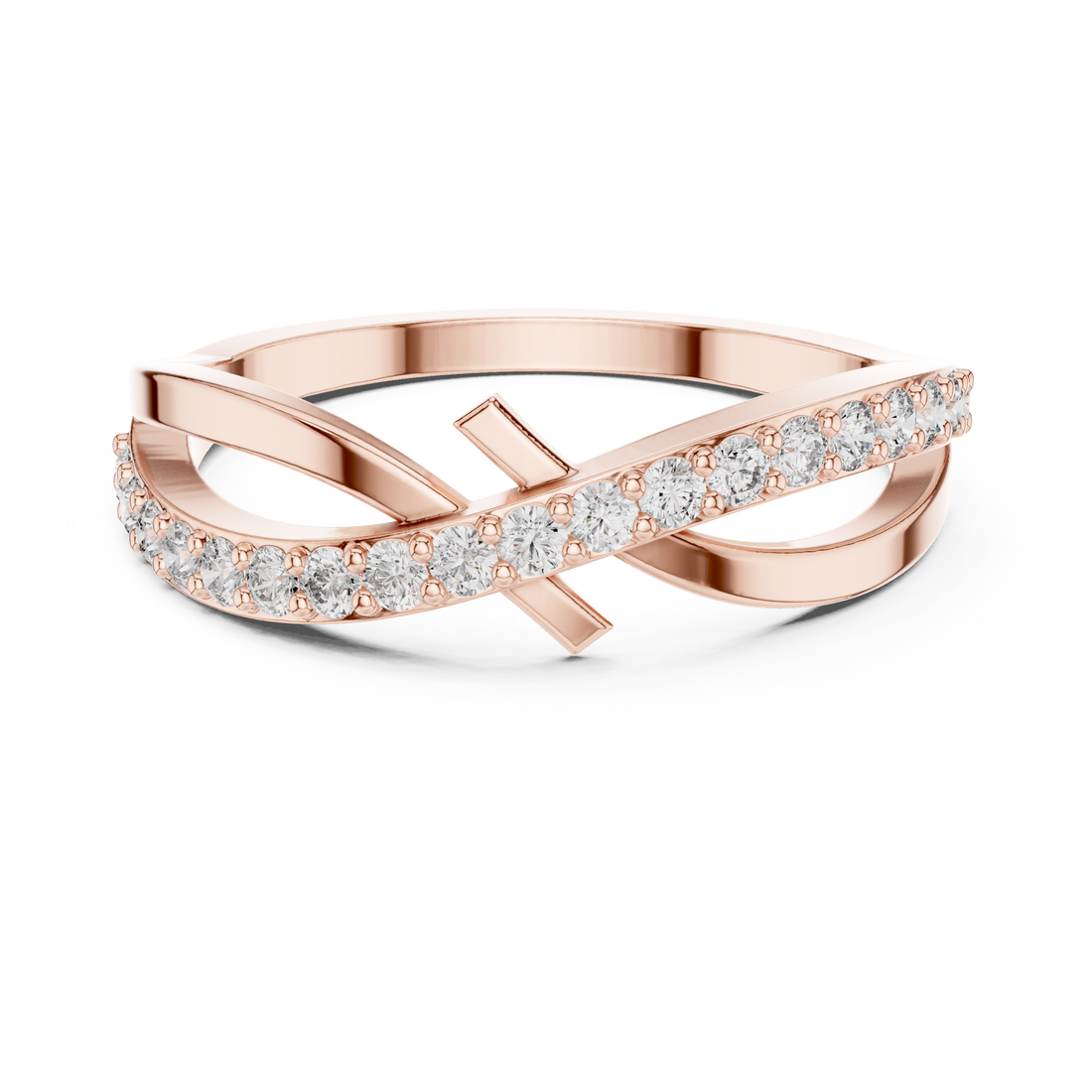 Round Cut Diamond Infinity Twist Band Ring