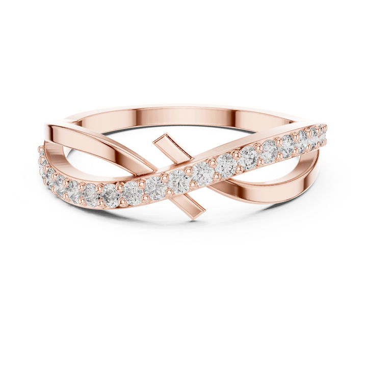 Round Cut Diamond Infinity Twist Band Ring