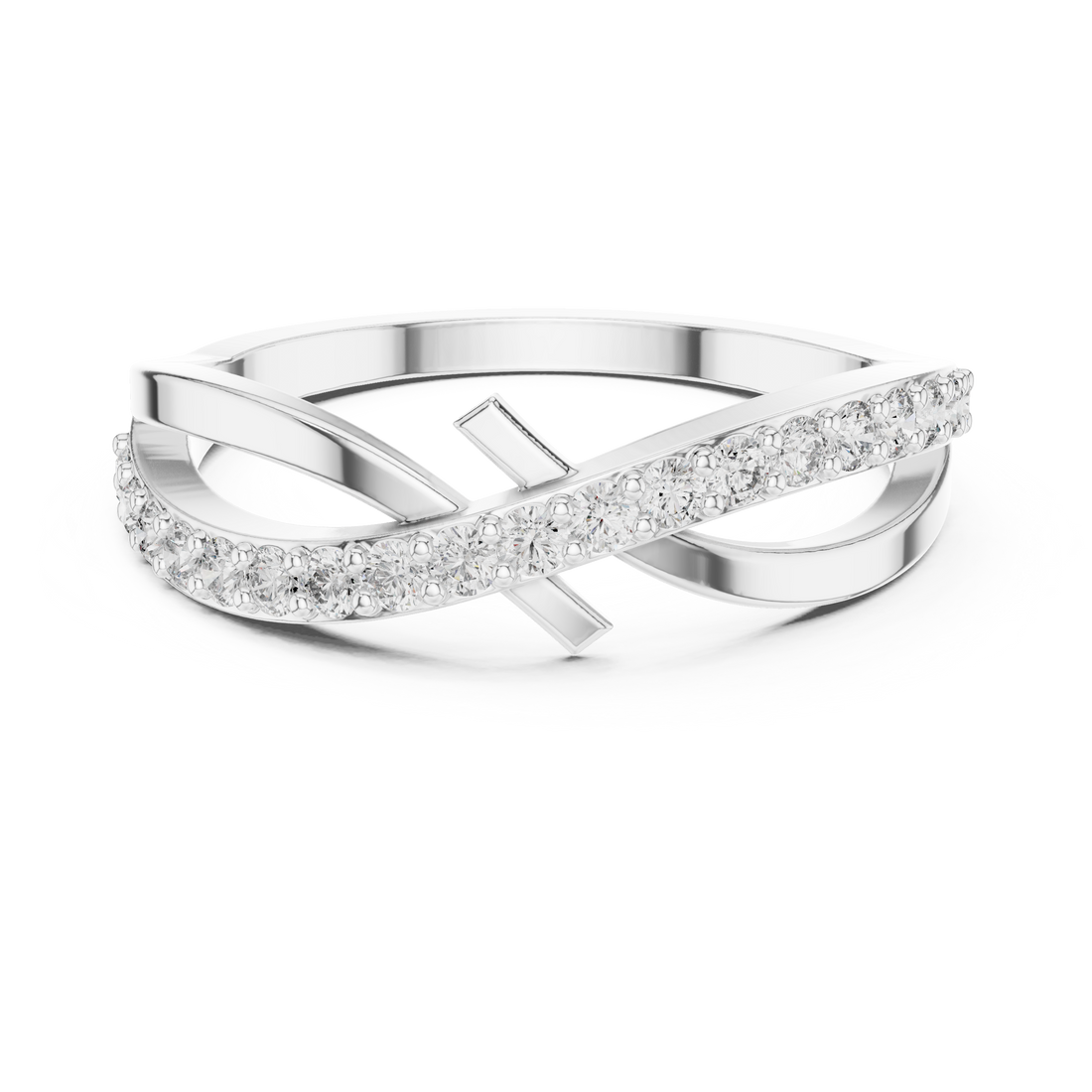 Round Cut Diamond Infinity Twist Band Ring