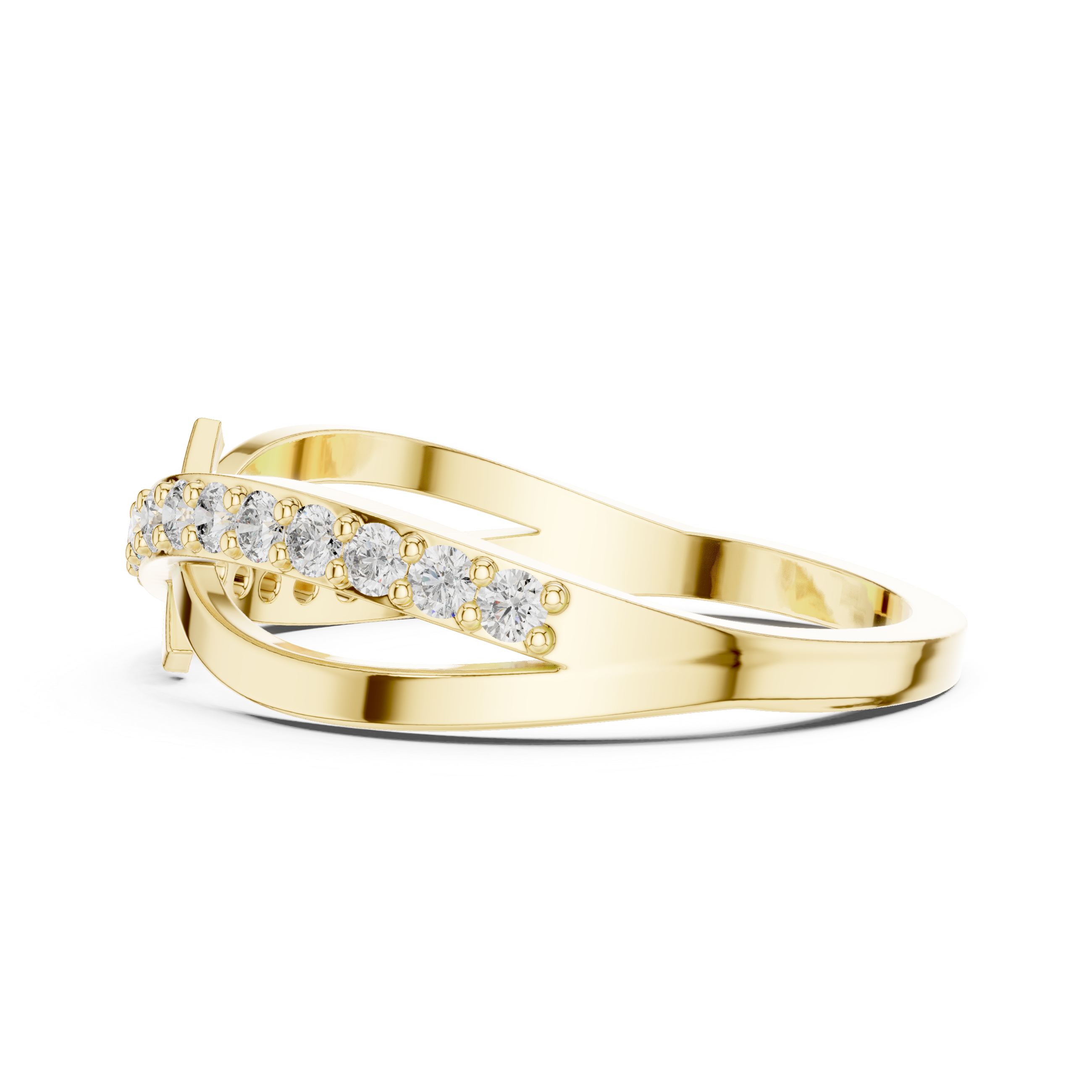 Round Cut Diamond Infinity Twist Band Ring