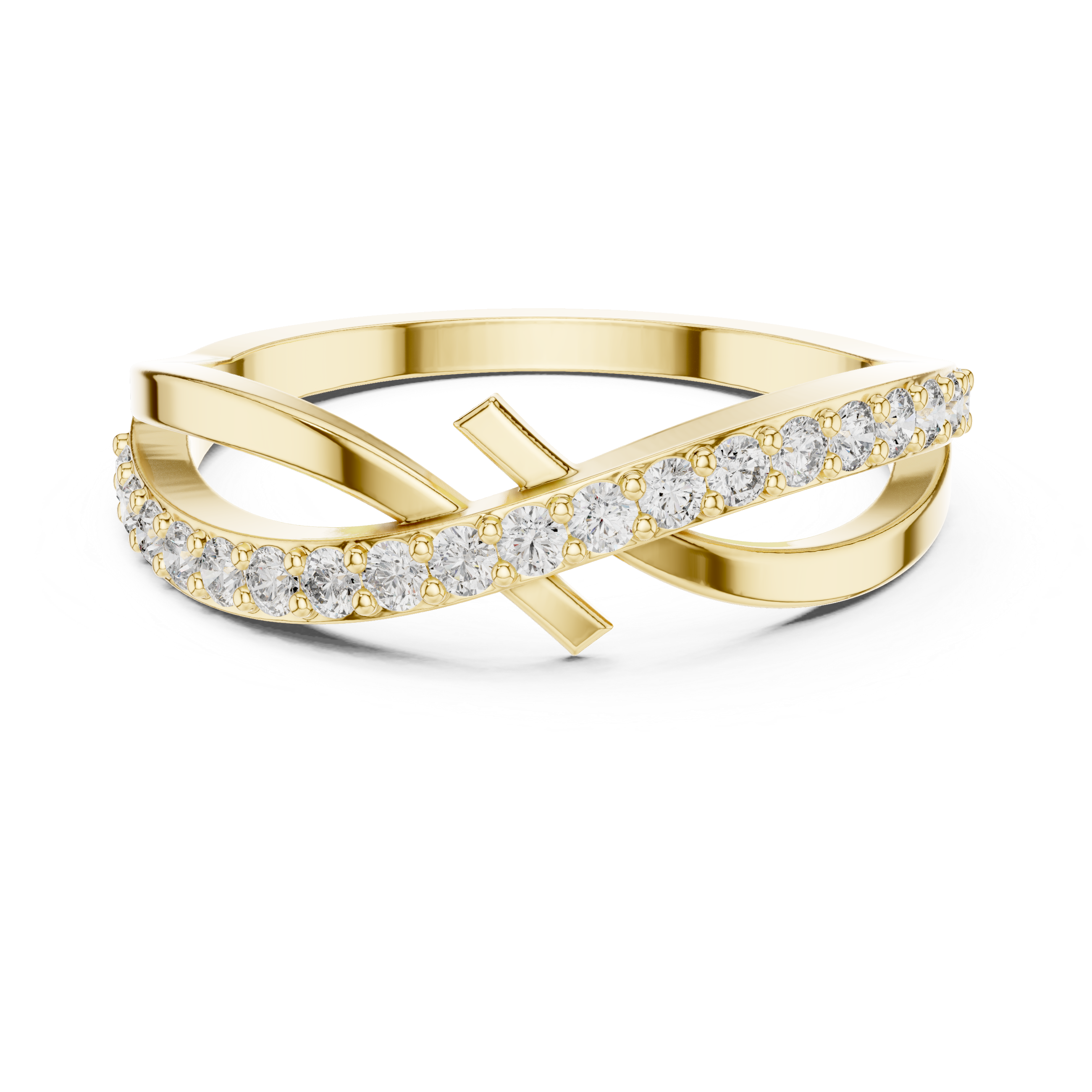 Round Cut Diamond Infinity Twist Band Ring