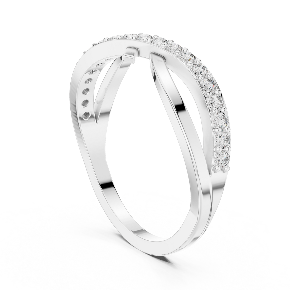 Round Cut Diamond Infinity Twist Band Ring