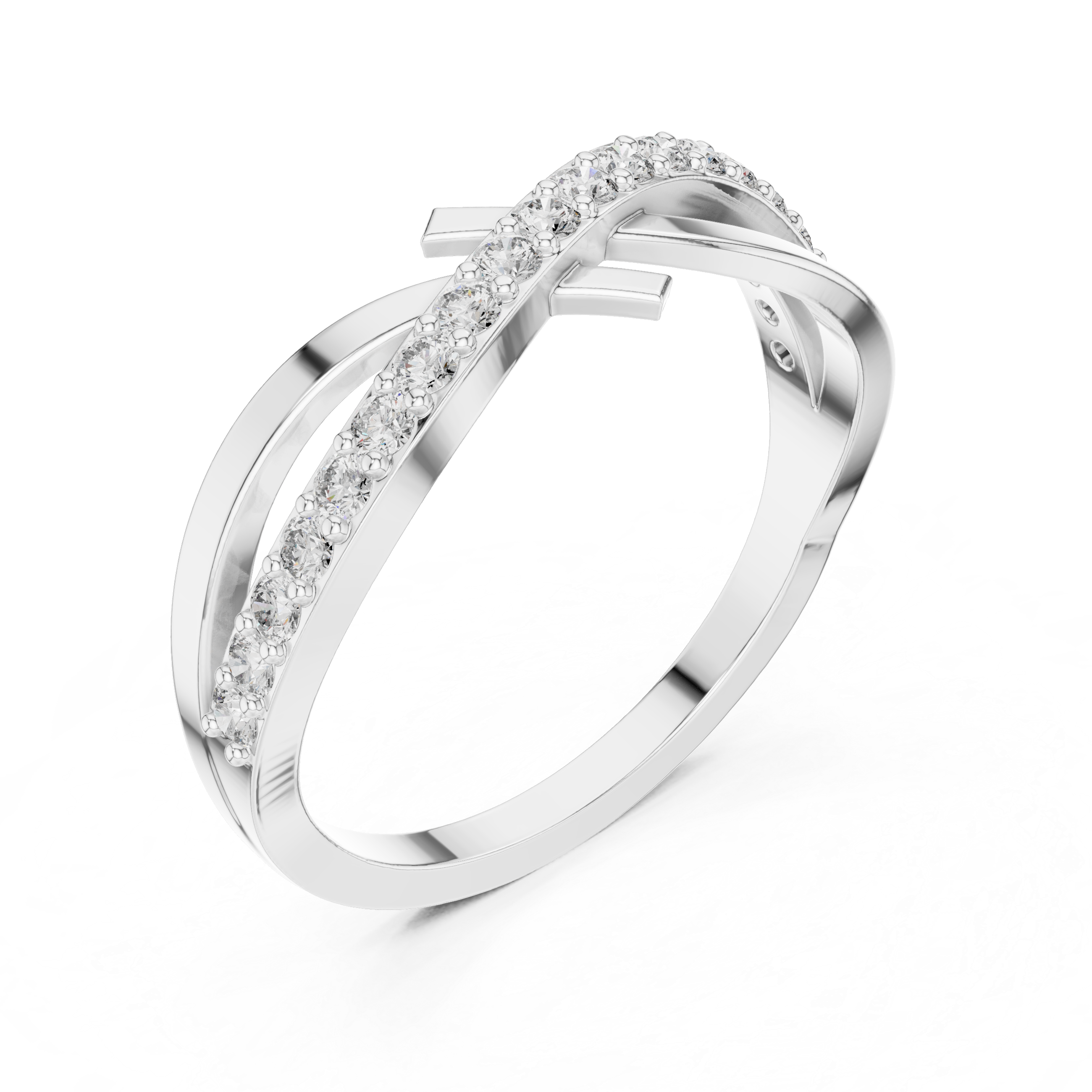 Round Cut Diamond Infinity Twist Band Ring