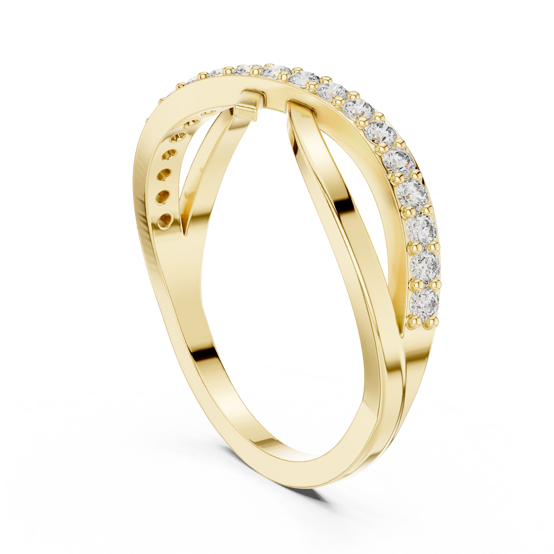 Round Cut Diamond Infinity Twist Band Ring