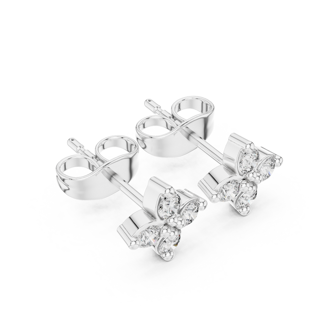 Timeless Round Diamond Floral Cluster Stud Earrings