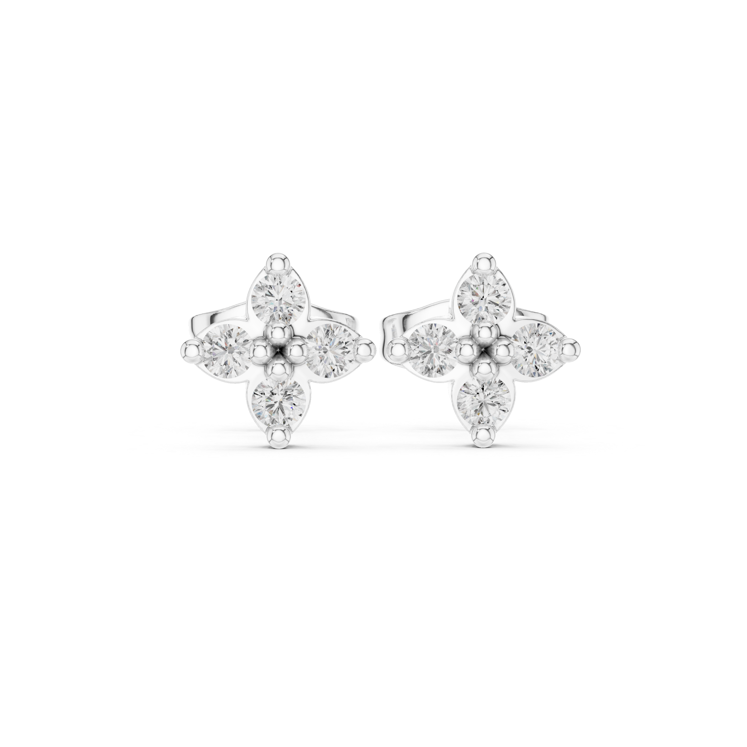 Timeless Round Diamond Floral Cluster Stud Earrings