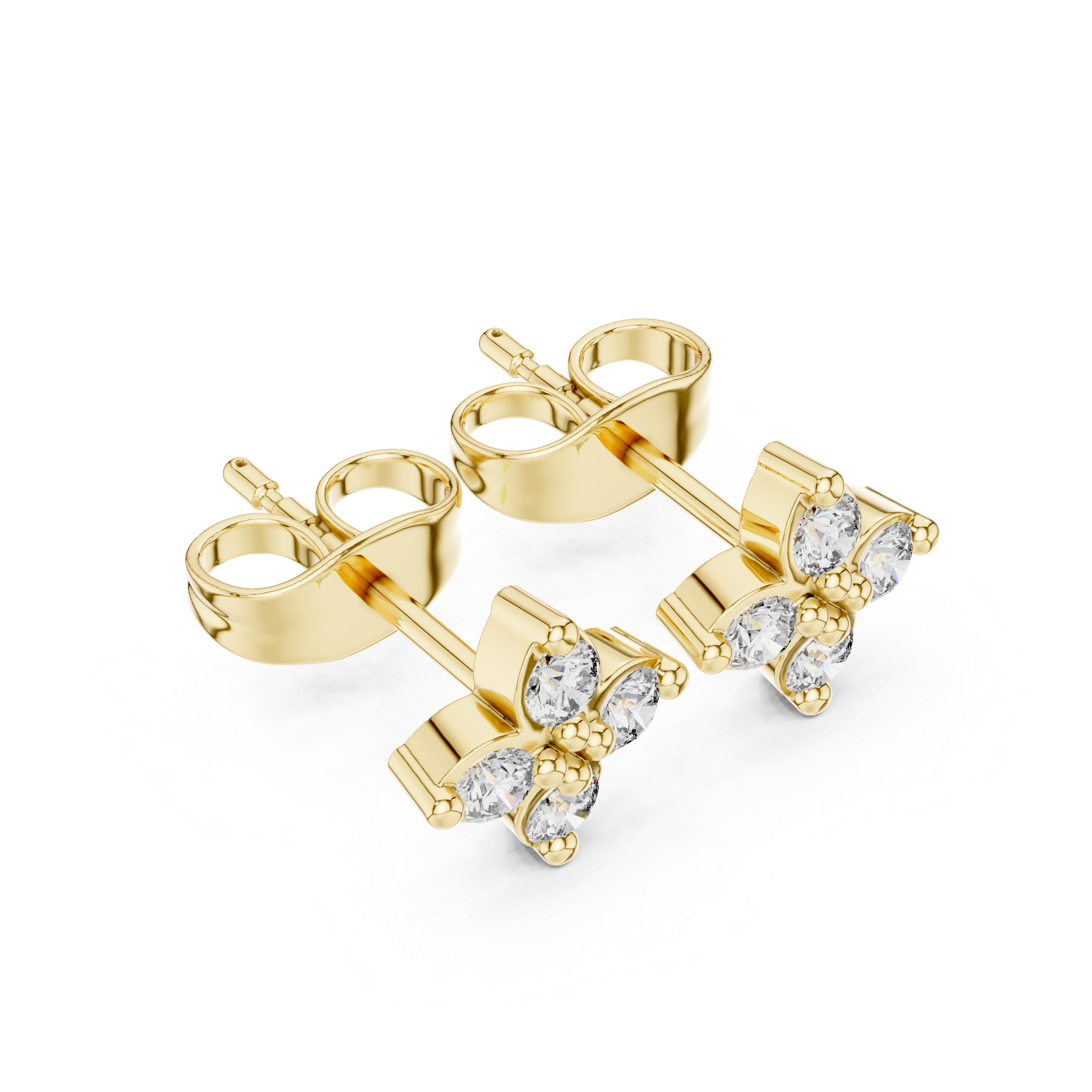 Timeless Round Diamond Floral Cluster Stud Earrings