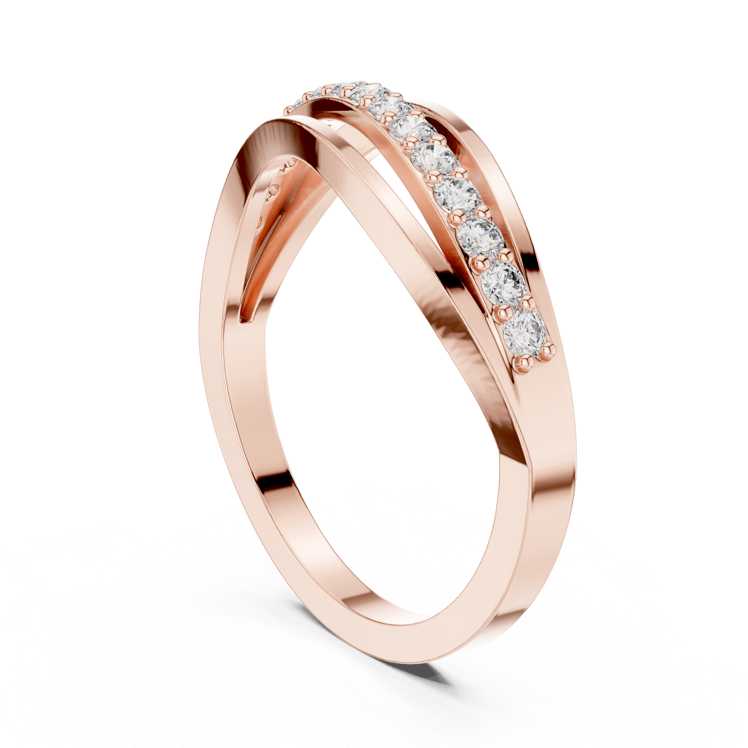 Round Cut Diamond Infinity Twist Band Ring