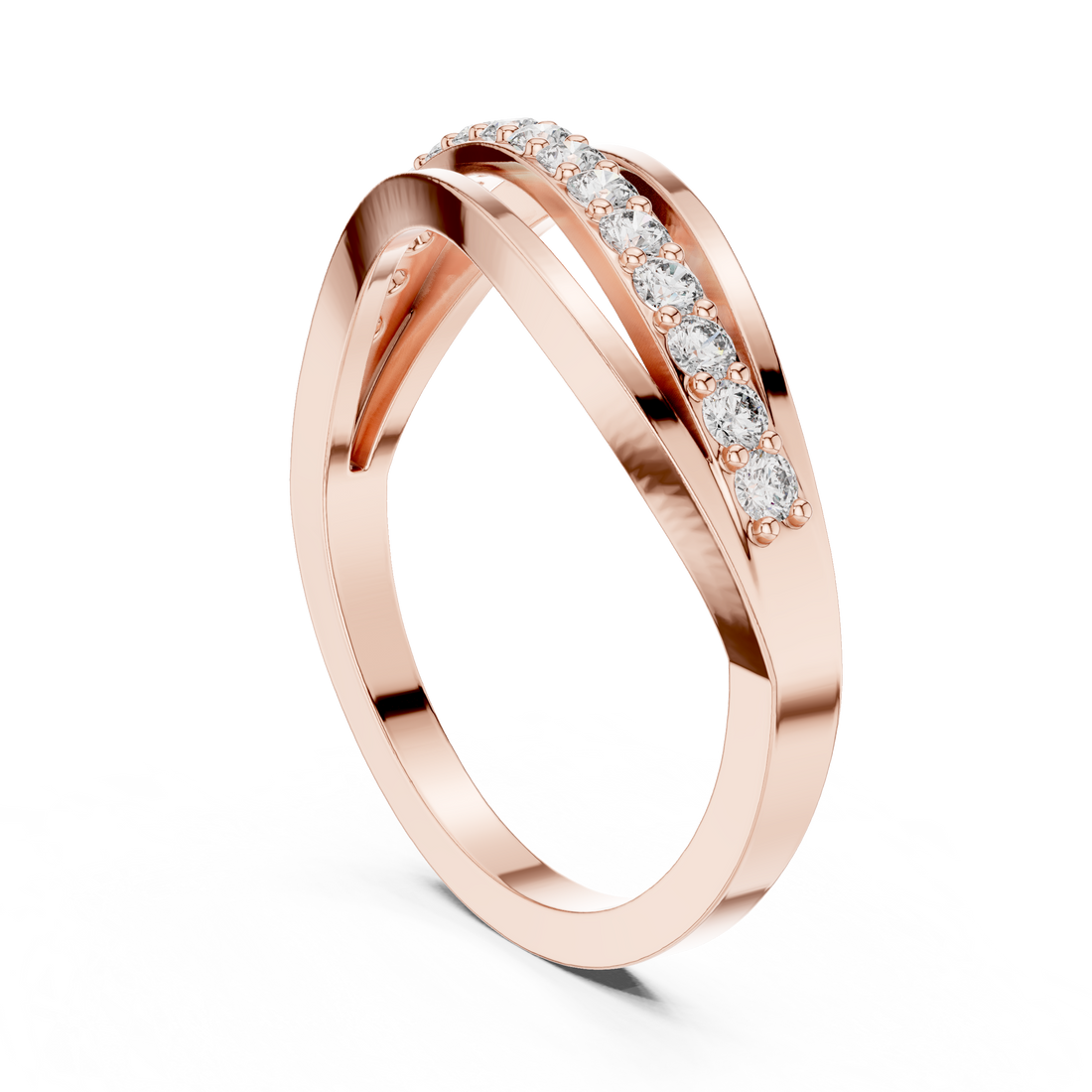 Round Cut Diamond Infinity Twist Band Ring