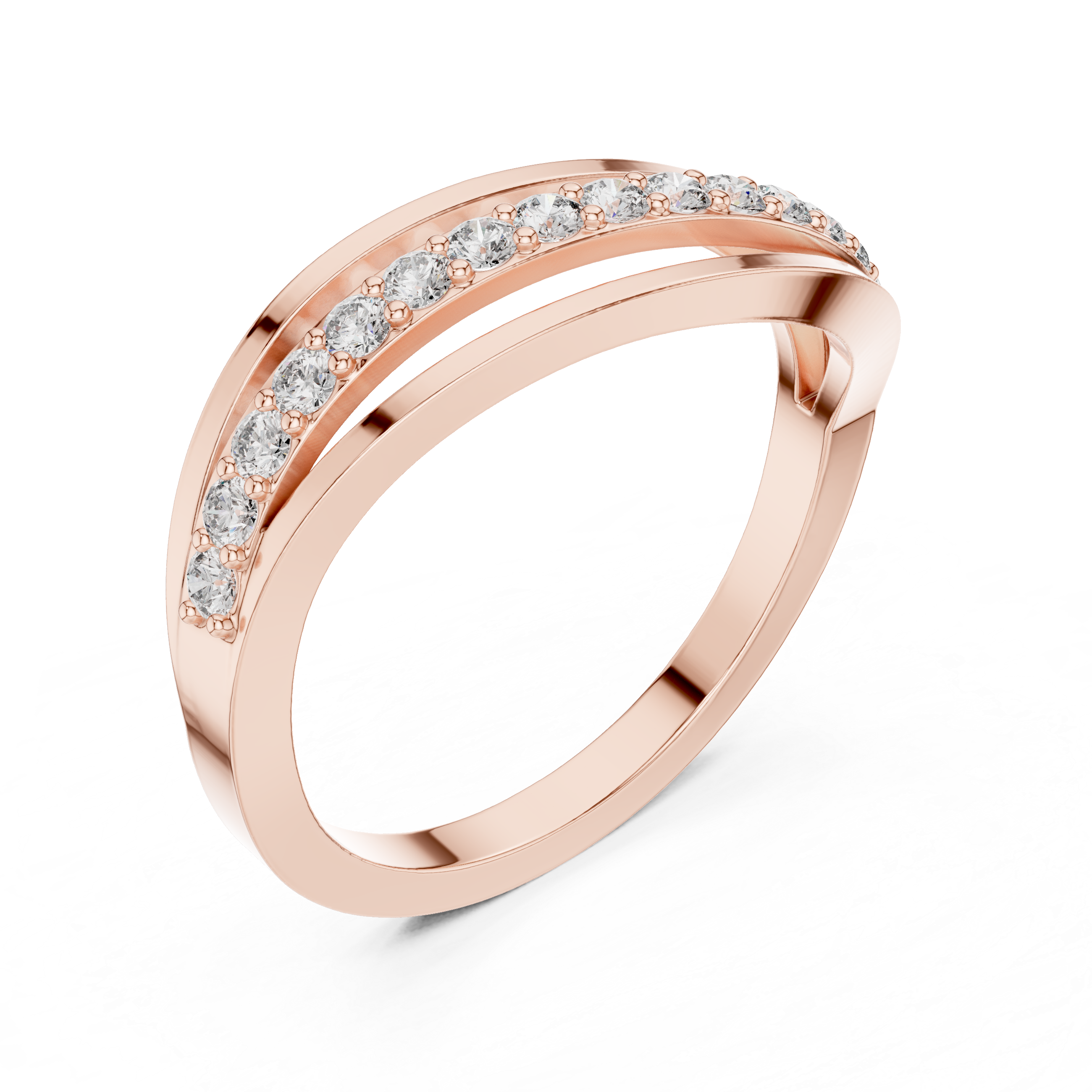 Round Cut Diamond Infinity Twist Band Ring