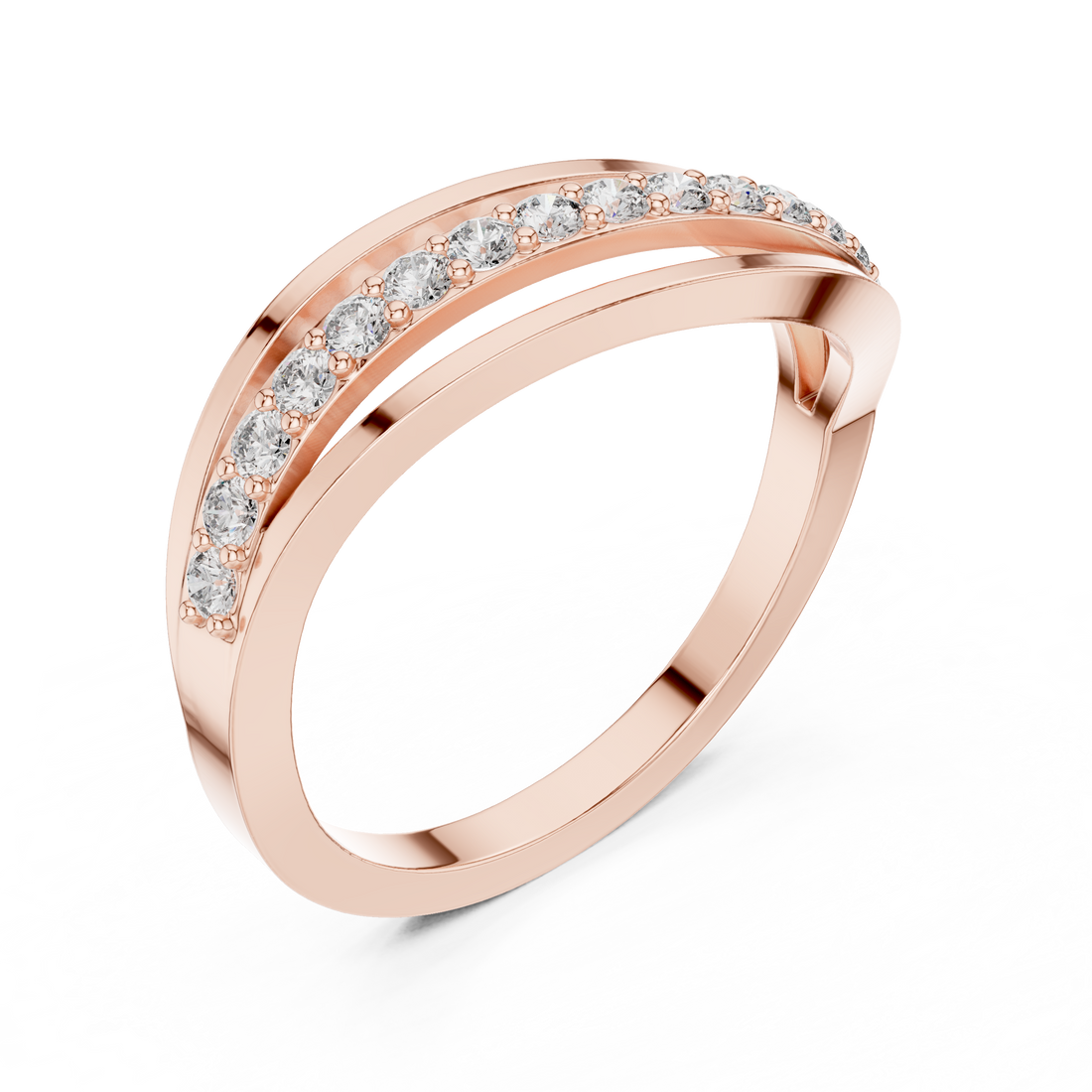 Round Cut Diamond Infinity Twist Band Ring