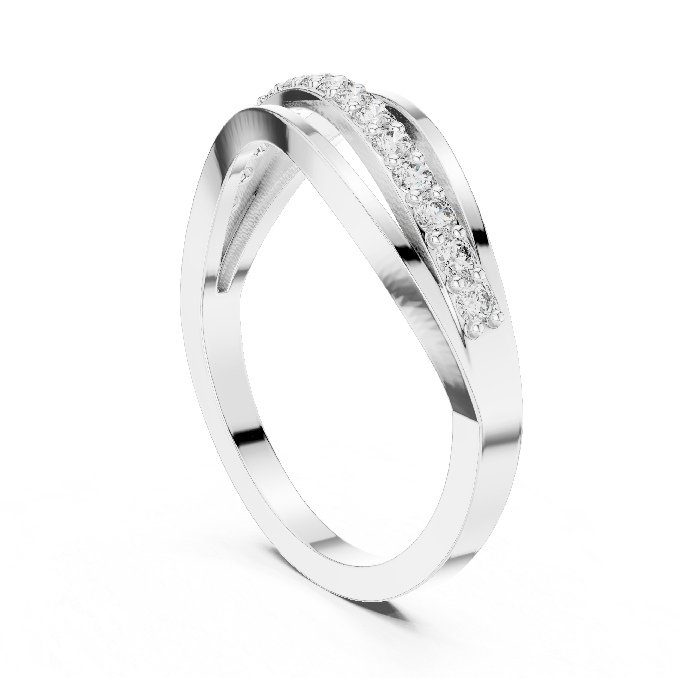 Round Cut Diamond Infinity Twist Band Ring
