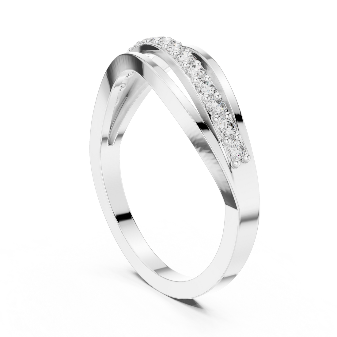 Round Cut Diamond Infinity Twist Band Ring