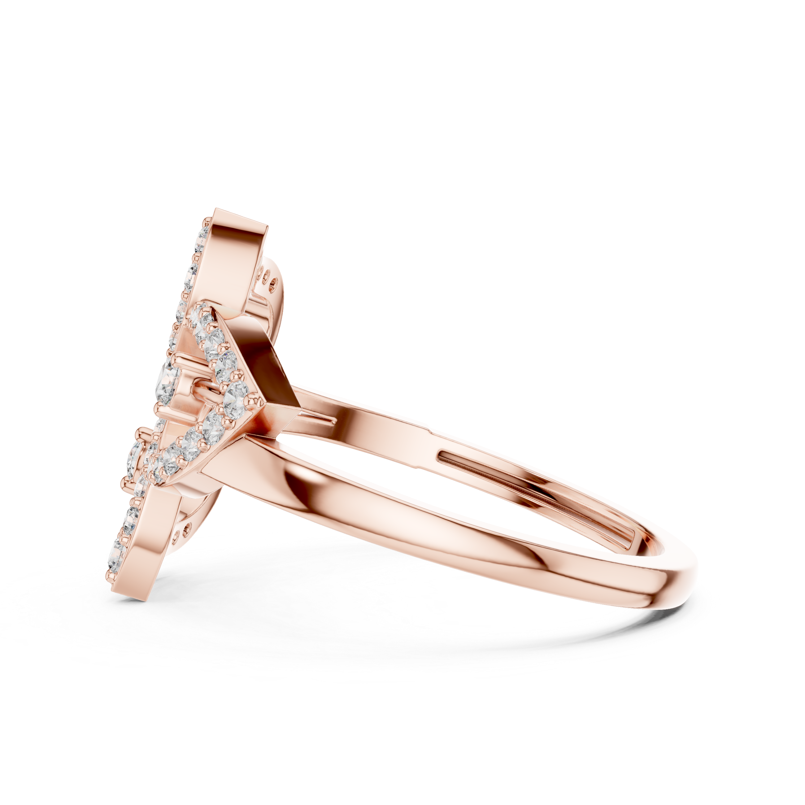 Round Cut Diamond Intertwined Twist Motif Ring