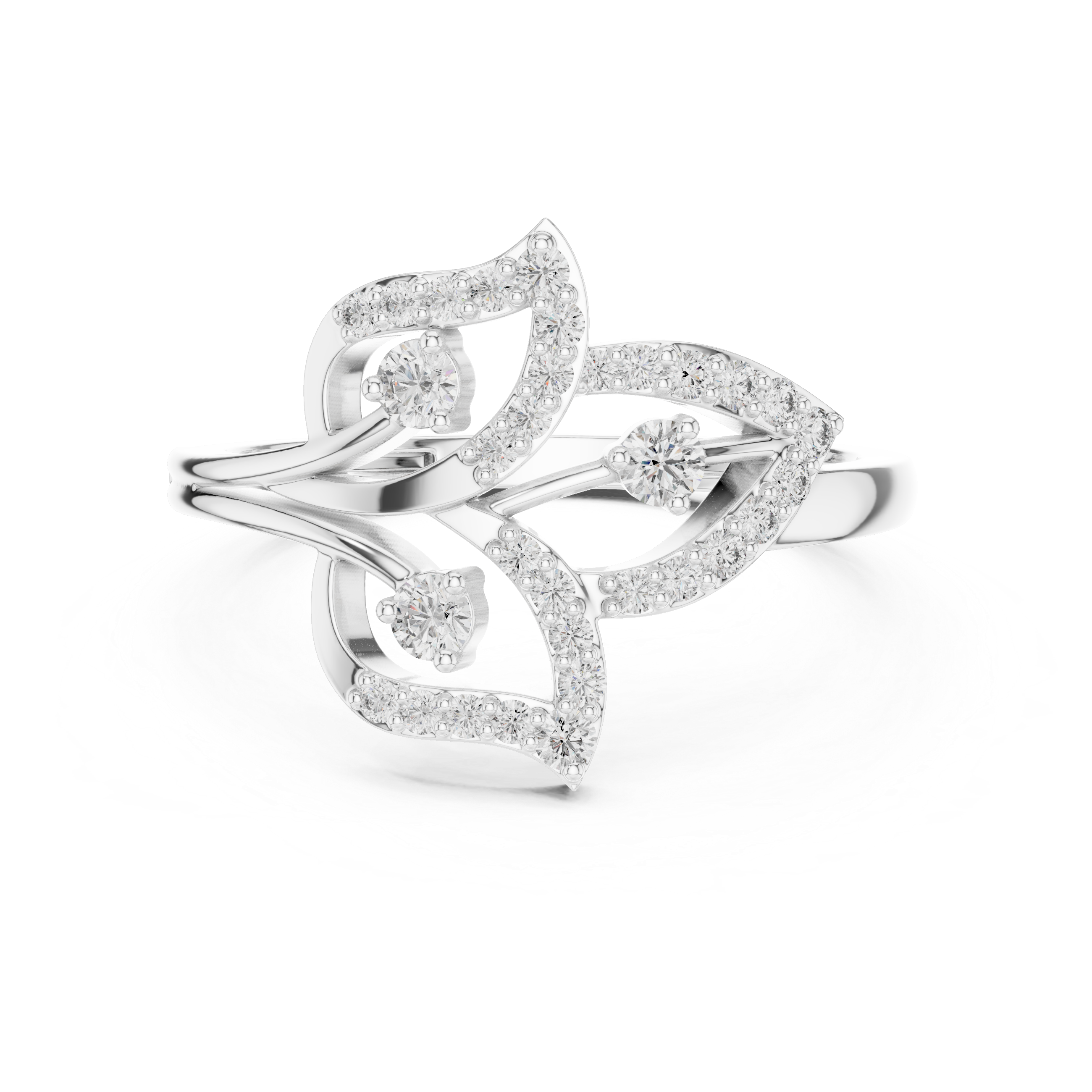 Round Cut Diamond Intertwined Twist Motif Ring