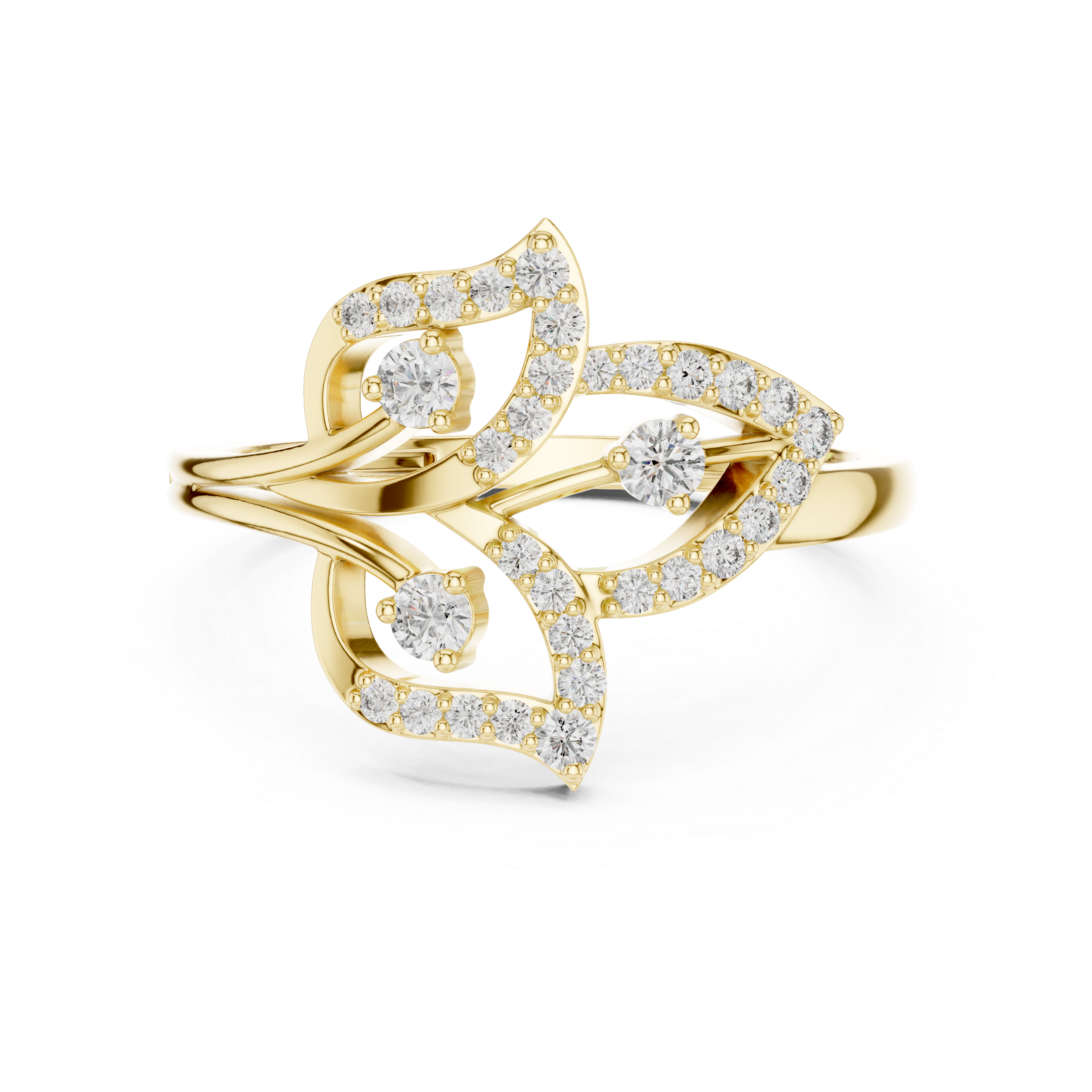 Round Cut Diamond Intertwined Twist Motif Ring