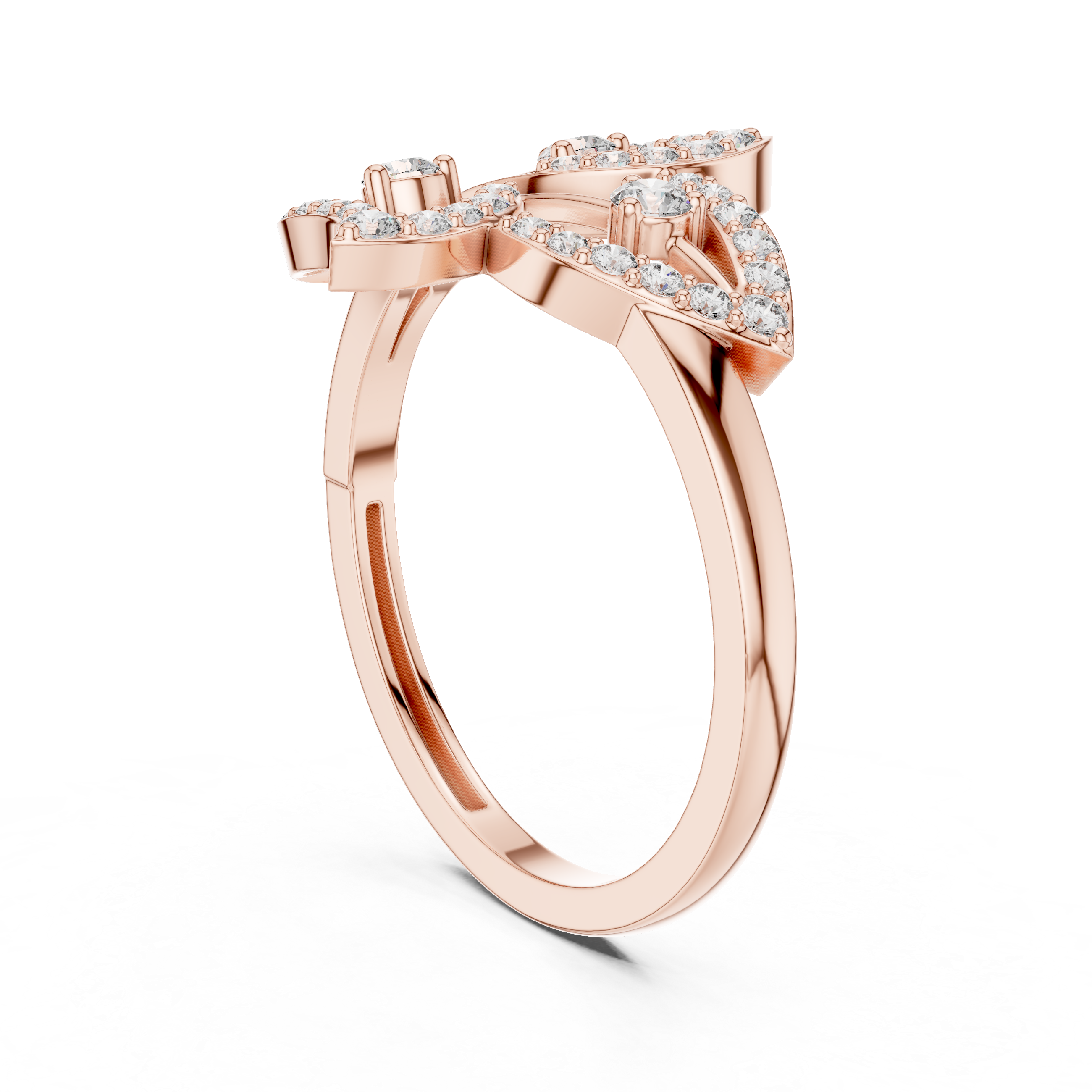 Round Cut Diamond Intertwined Twist Motif Ring