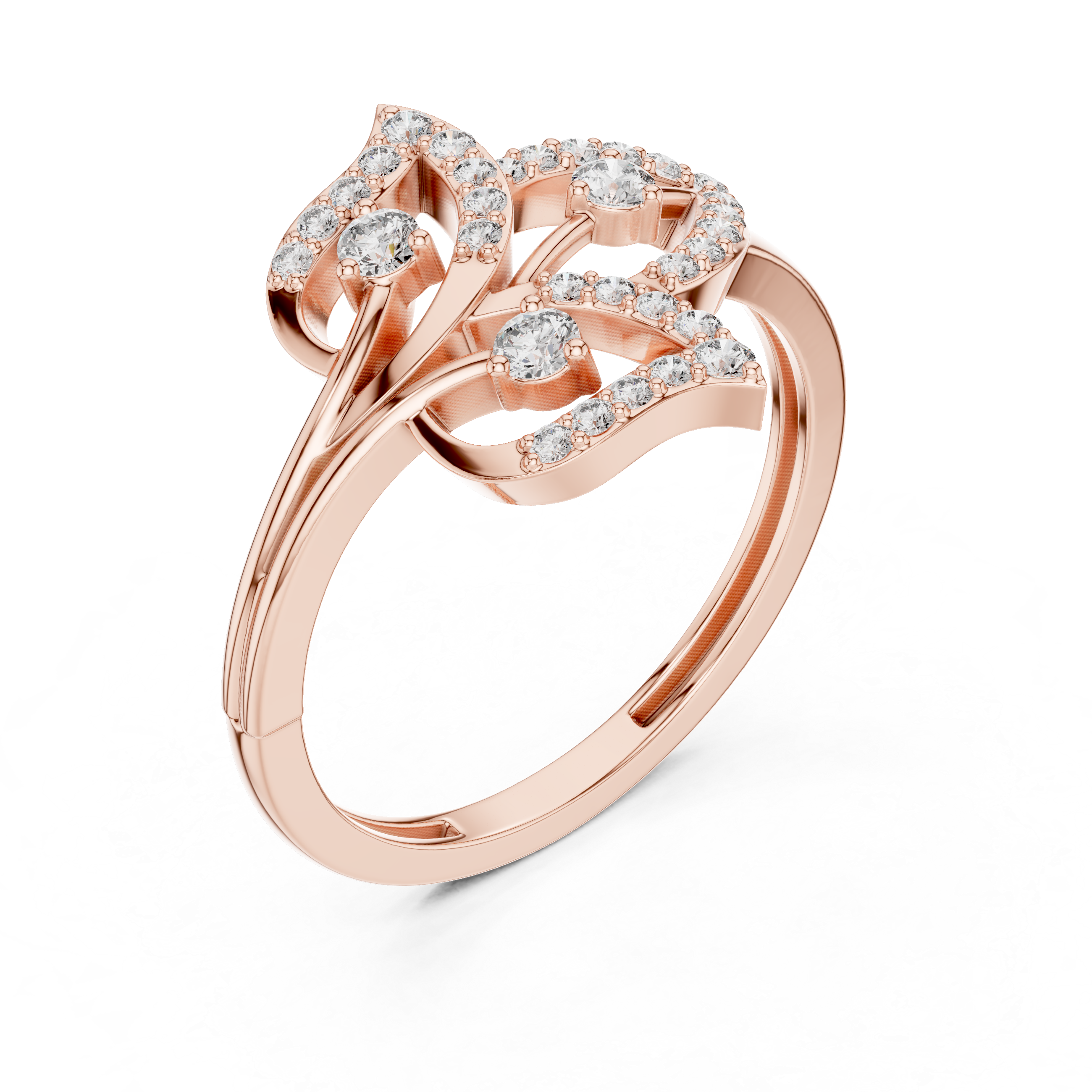 Round Cut Diamond Intertwined Twist Motif Ring