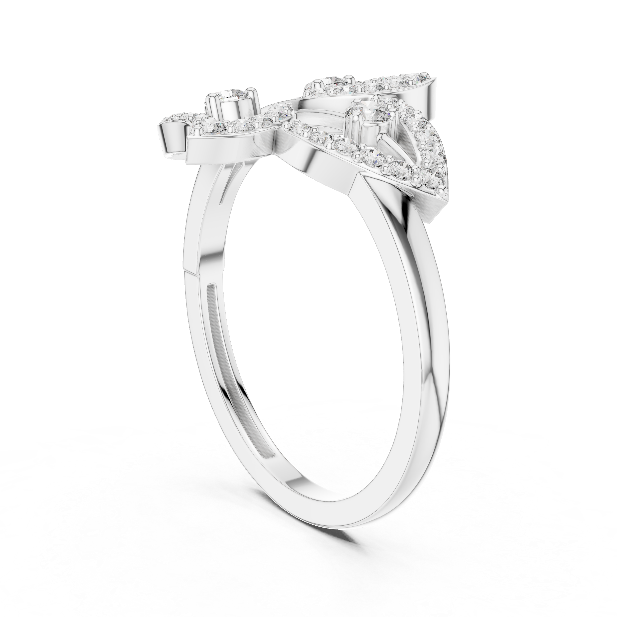 Round Cut Diamond Intertwined Twist Motif Ring