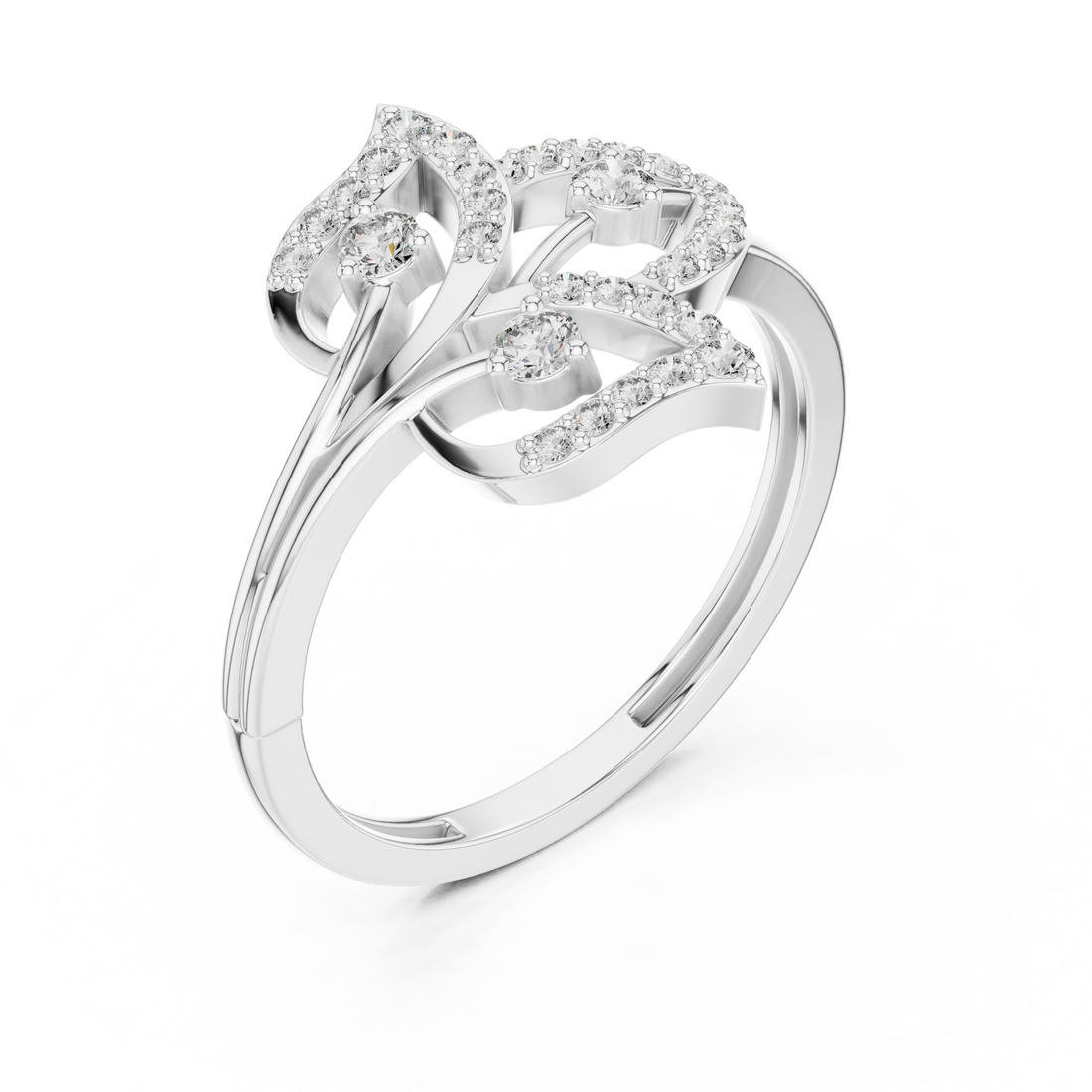 Round Cut Diamond Intertwined Twist Motif Ring