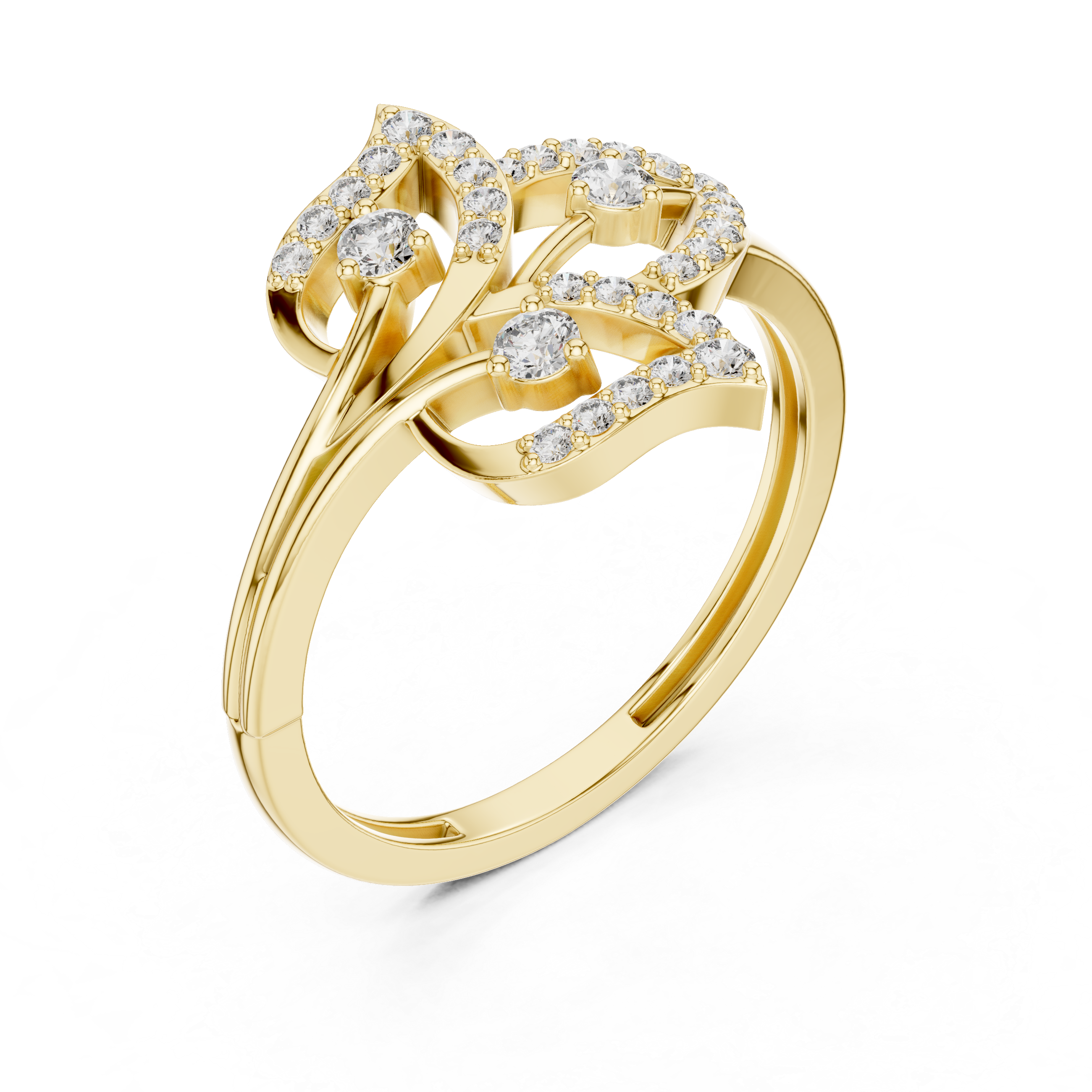 Round Cut Diamond Intertwined Twist Motif Ring