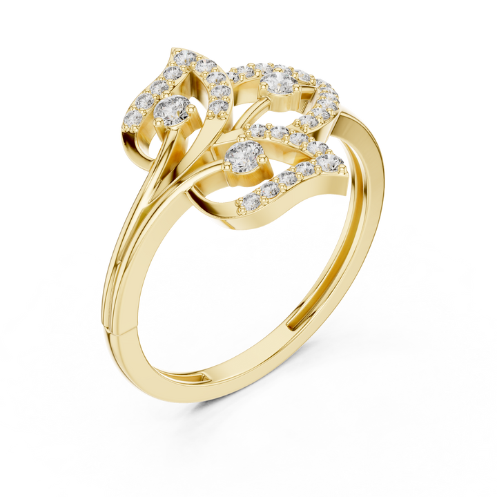 Round Cut Diamond Intertwined Twist Motif Ring