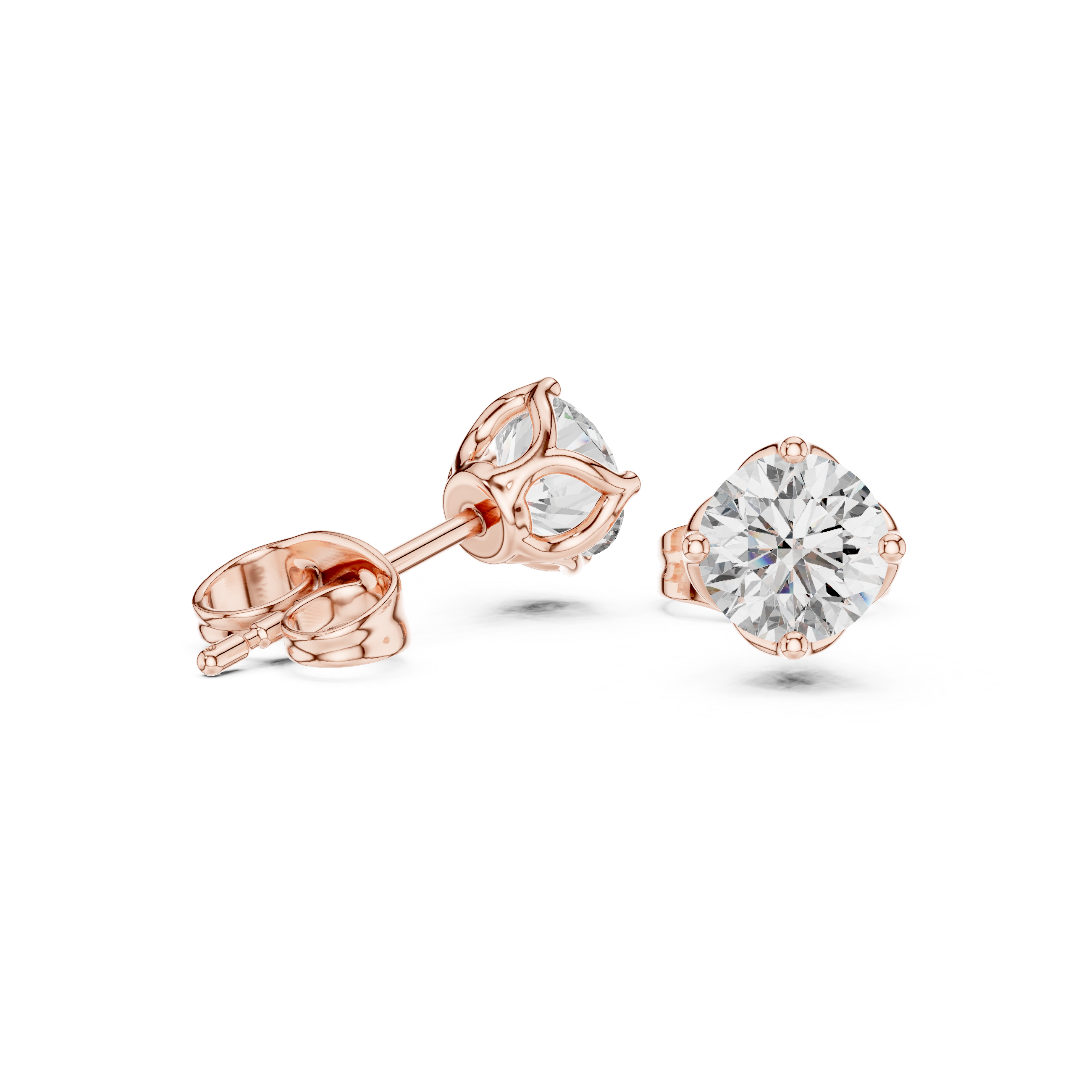 Timeless Round Brilliant Solitaire Diamond Stud Earrings in Classic Four Prong Setting