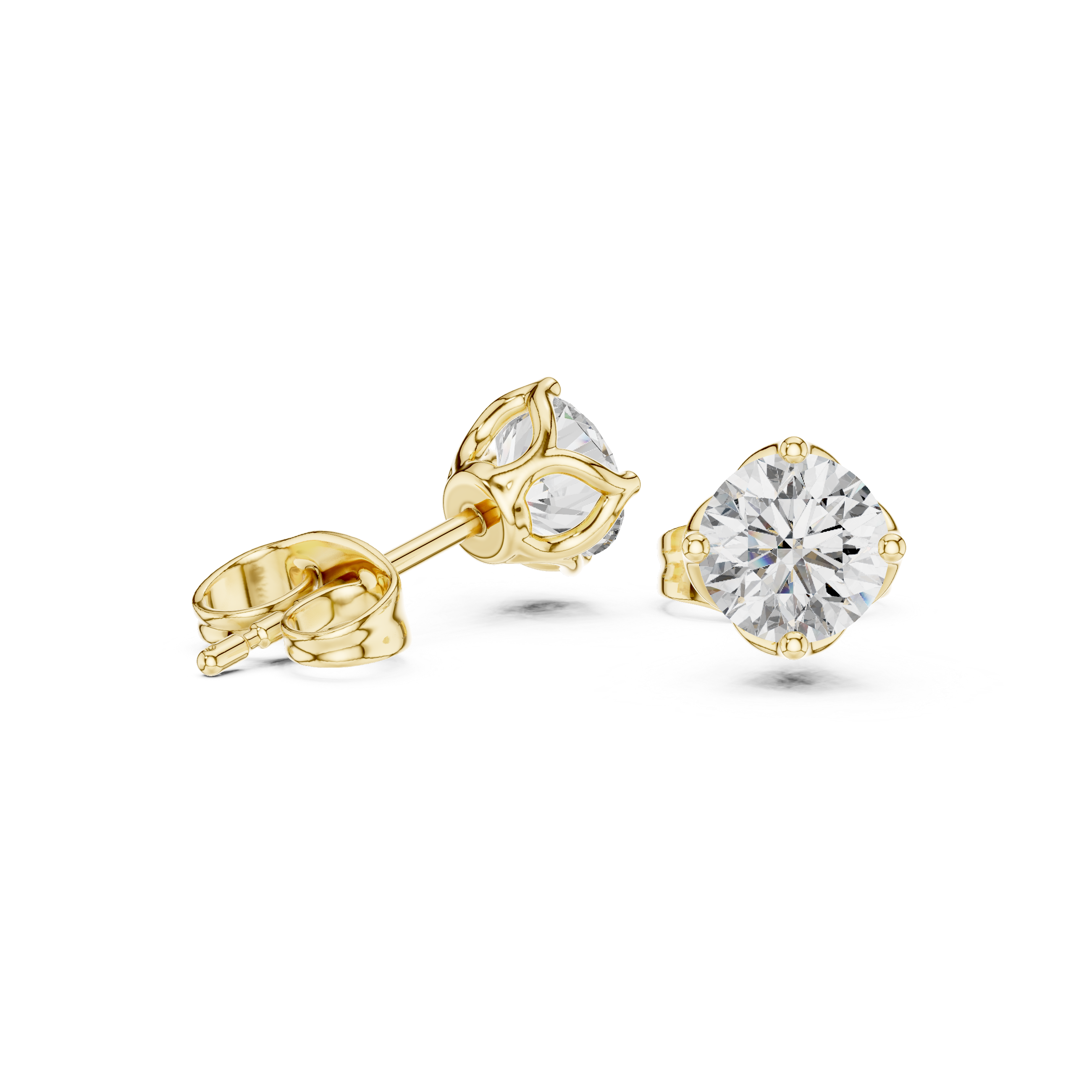 Timeless Round Brilliant Solitaire Diamond Stud Earrings in Classic Four Prong Setting