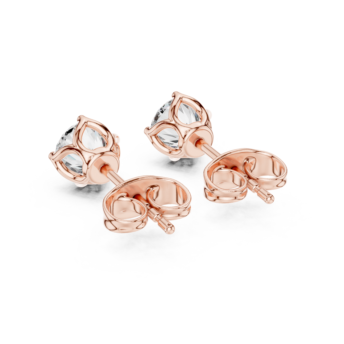 Timeless Round Brilliant Solitaire Diamond Stud Earrings in Classic Four Prong Setting