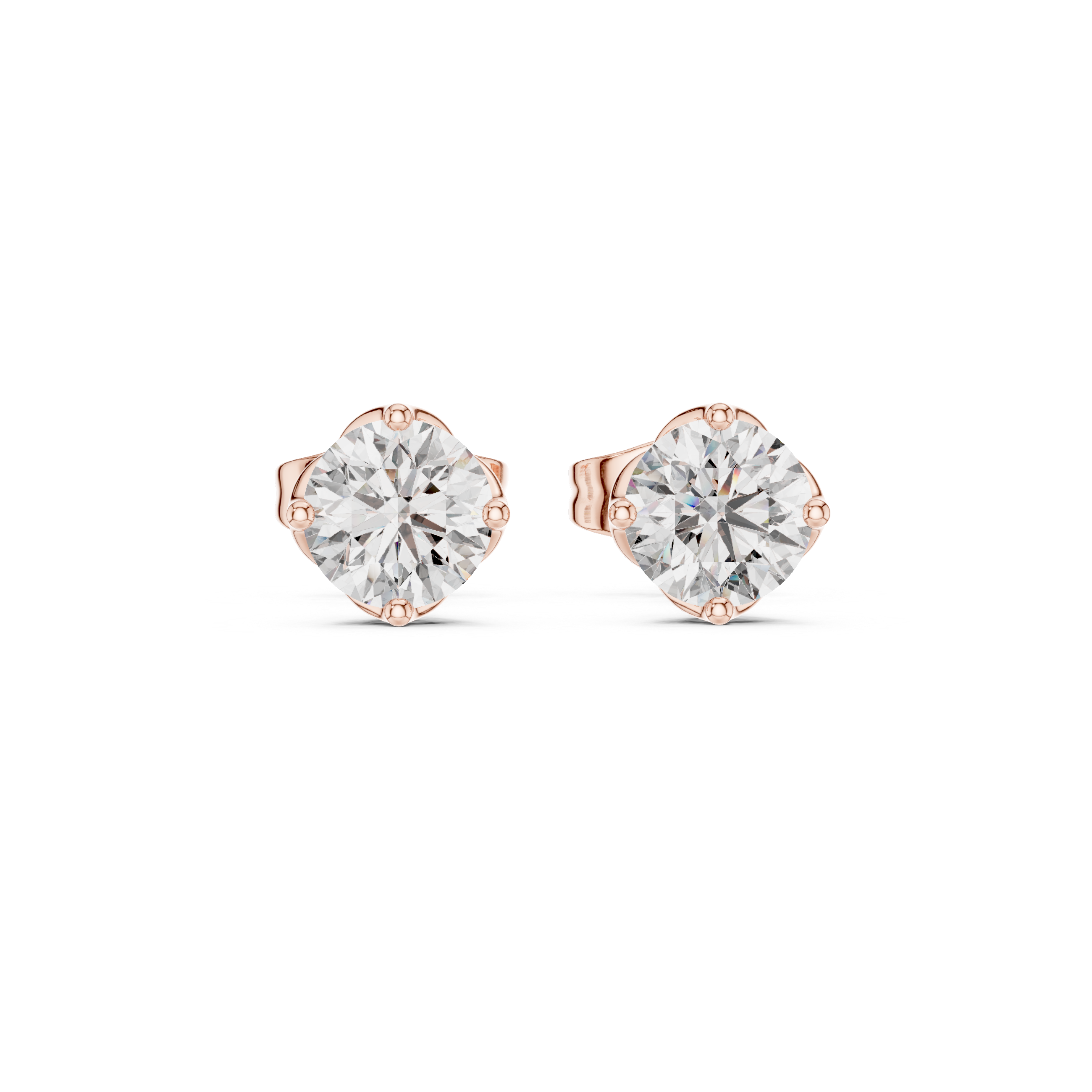 Timeless Round Brilliant Solitaire Diamond Stud Earrings in Classic Four Prong Setting