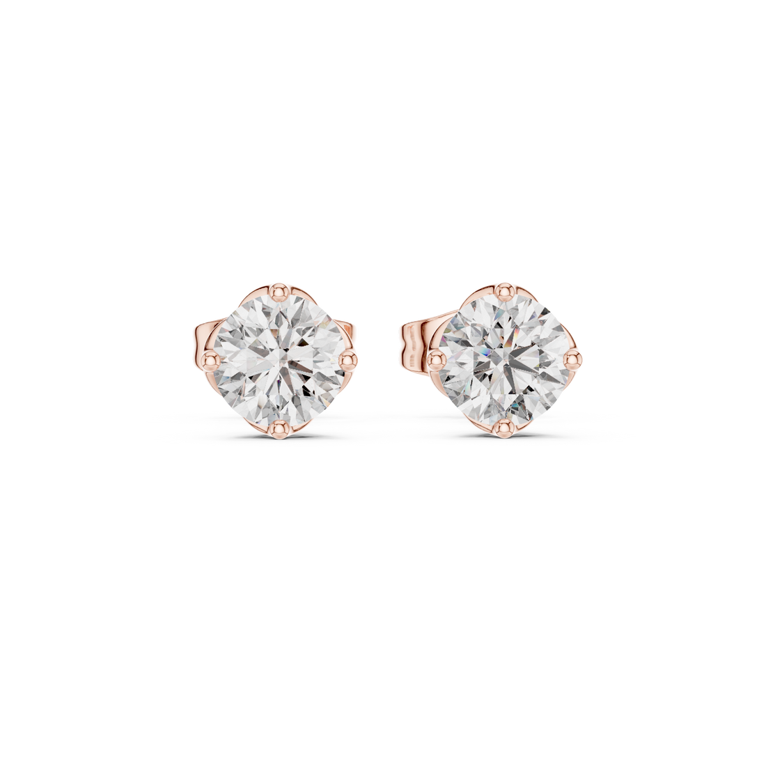 Timeless Round Brilliant Solitaire Diamond Stud Earrings in Classic Four Prong Setting