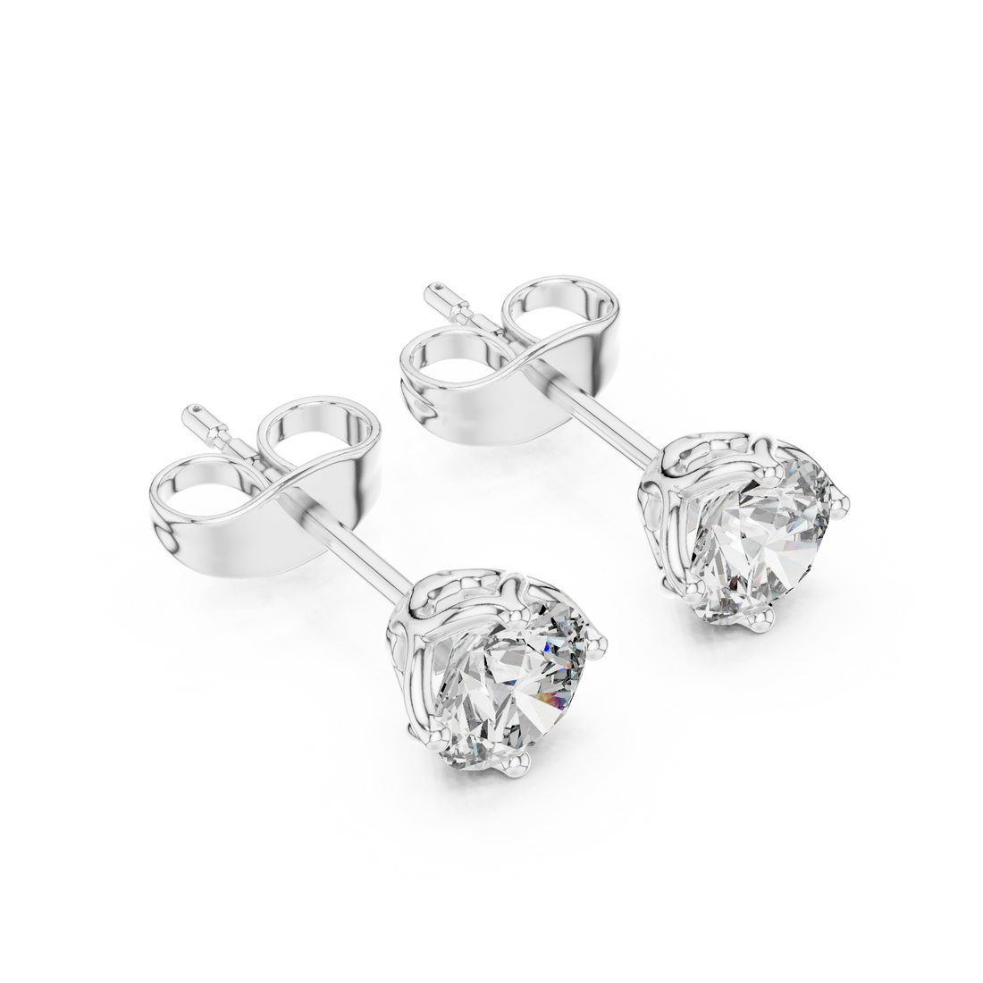 Timeless Round Brilliant Solitaire Diamond Stud Earrings in Classic Four Prong Setting