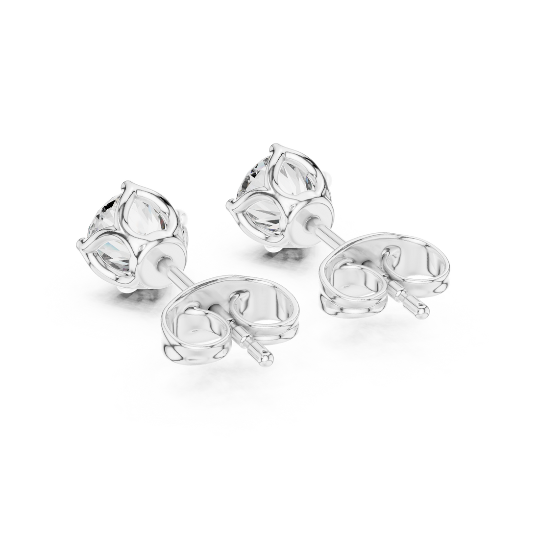 Timeless Round Brilliant Solitaire Diamond Stud Earrings in Classic Four Prong Setting