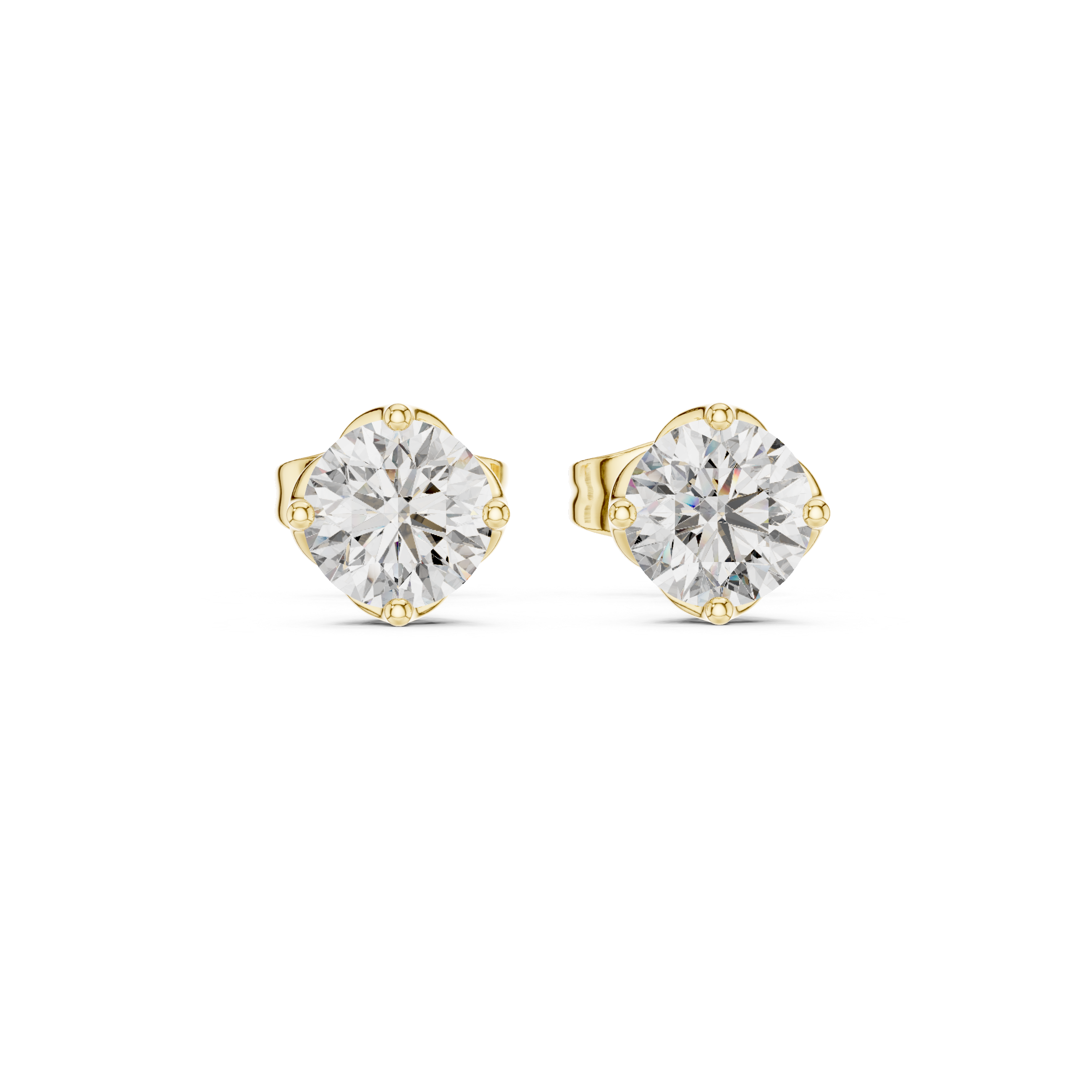 Timeless Round Brilliant Solitaire Diamond Stud Earrings in Classic Four Prong Setting