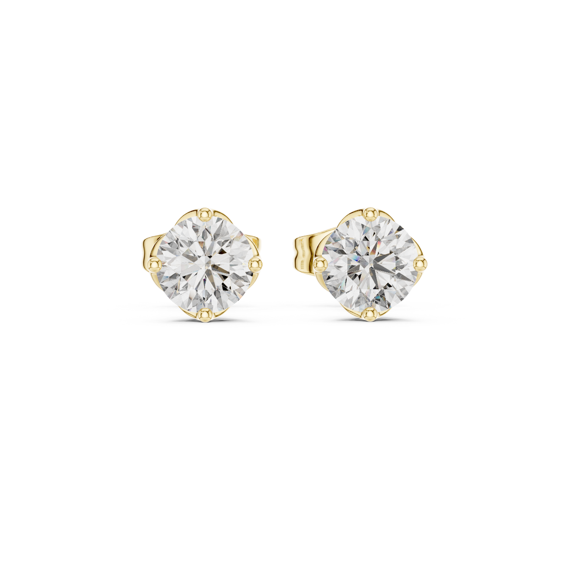Timeless Round Brilliant Solitaire Diamond Stud Earrings in Classic Four Prong Setting