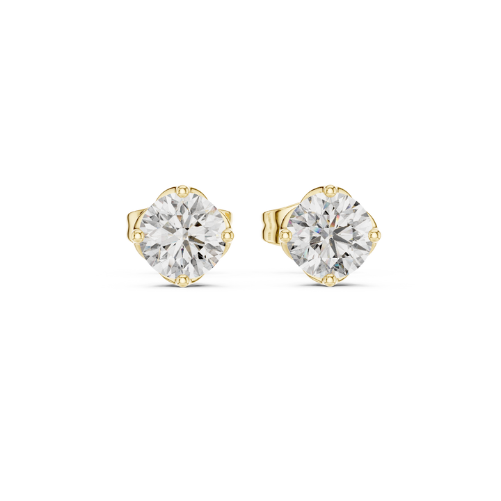 Timeless Round Brilliant Solitaire Diamond Stud Earrings in Classic Four Prong Setting