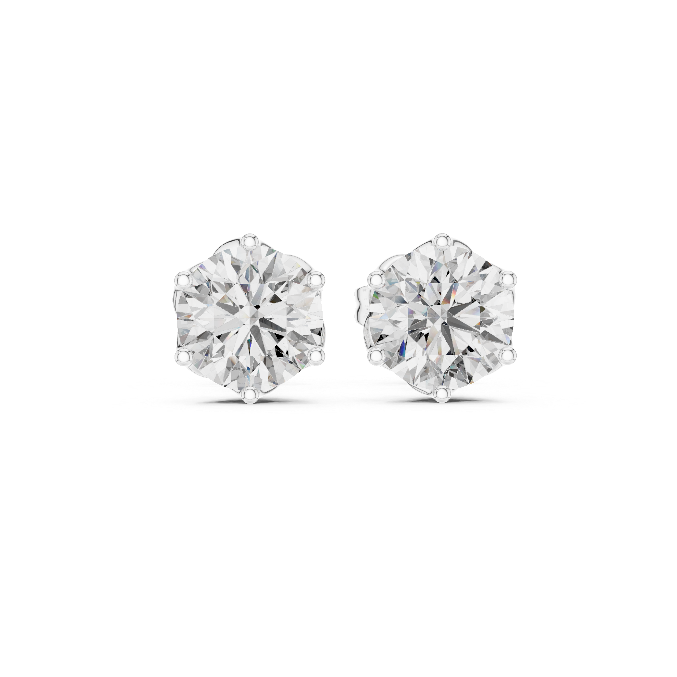 Round Brilliant Solitaire Diamond Stud Earrings Classic Six Prong Elegance